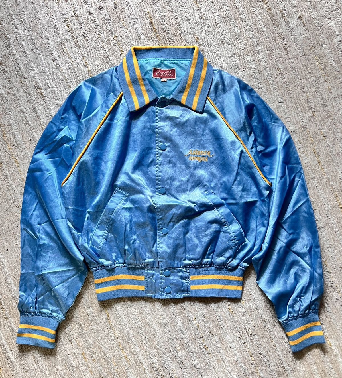 Coca Cola × Vintage Vtg Coca Cola Light Blue Embroided Satin Jacket Size US M / EU 48-50 / 2 - 2 Thumbnail