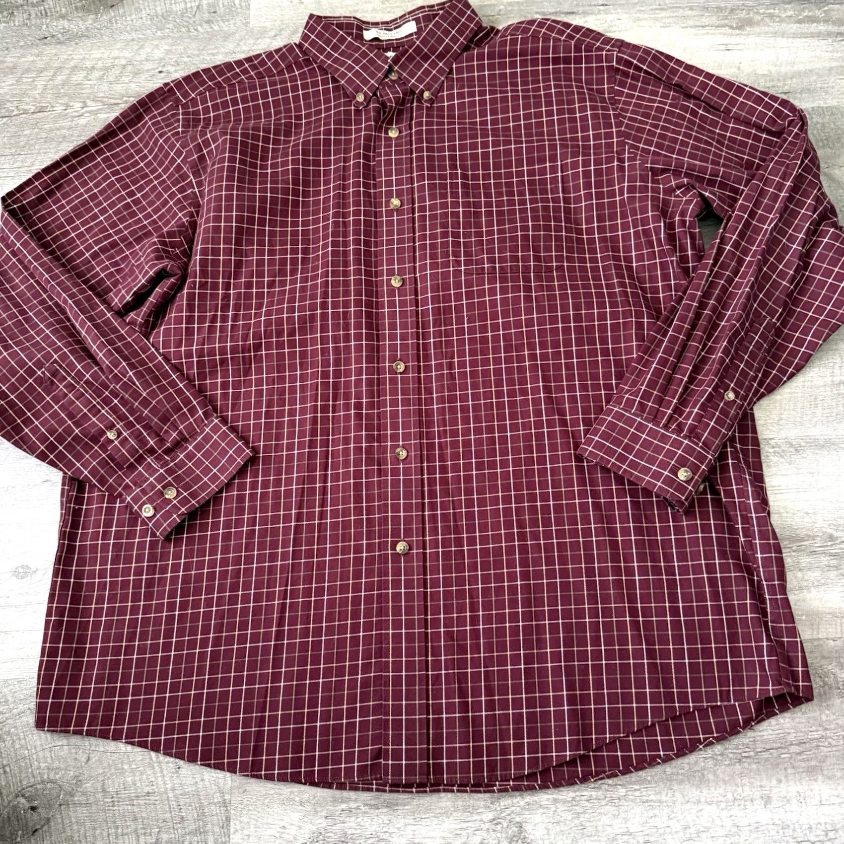 Vintage L.L. Bean Shirt Mens XL Wine Check Wrinkle Free Traditional Fit Button-Up Size US XL / EU 56 / 4 - 7 Thumbnail