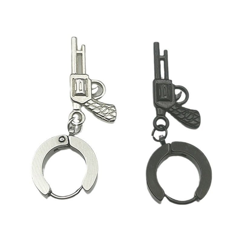 Jewelry × Sterling Silver Revolver One pairs Vintage Earrings Gothic Punk Jewelry Size ONE SIZE - 4 Thumbnail