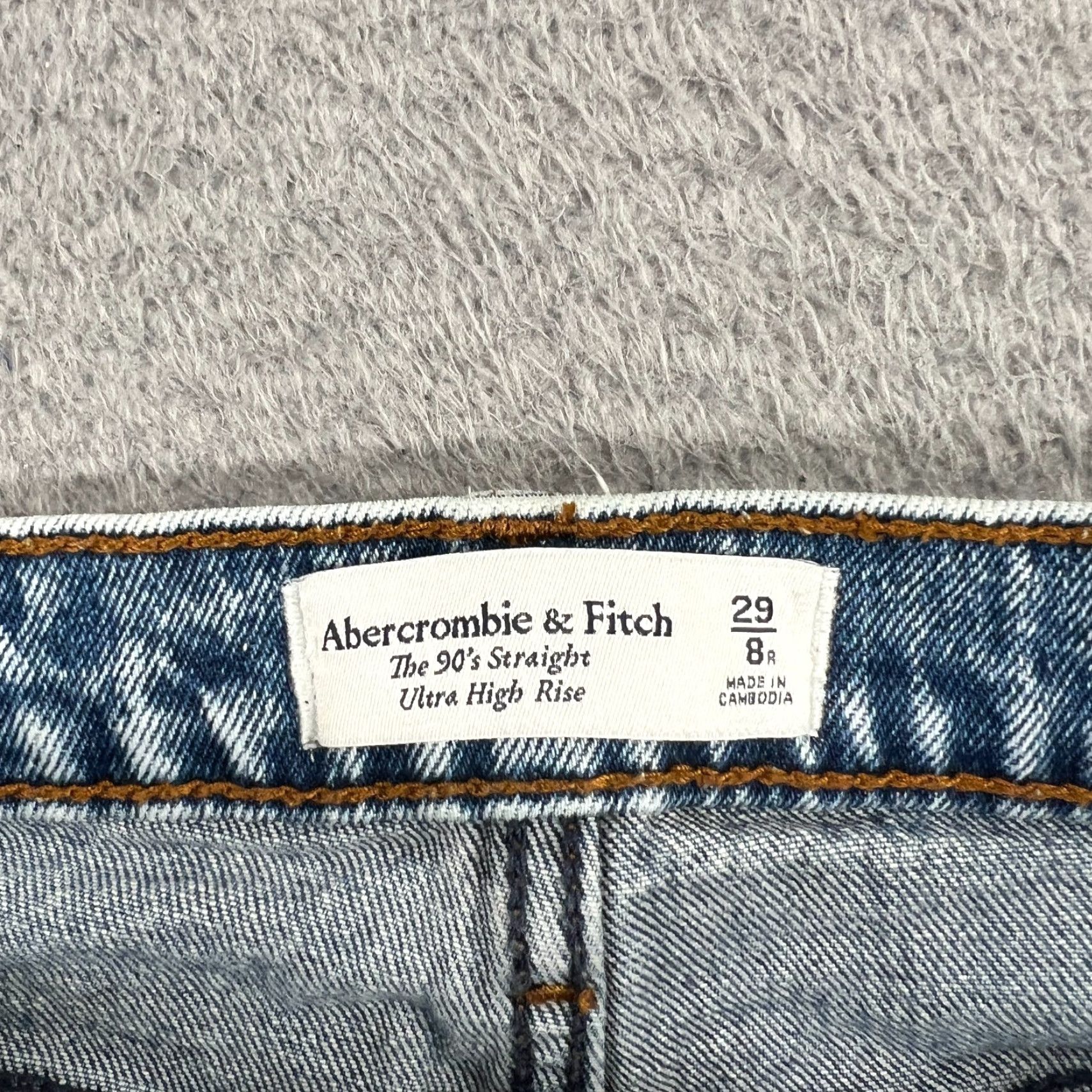 Abercrombie & Fitch Abercrombie & Fitch Jeans 90s Straight High Rise 29/8 Denim Light Wash Women Regular 5-Pocket Blue Cotton Denim Jeans Size 30" / US 8 / IT 44 - 6 Thumbnail