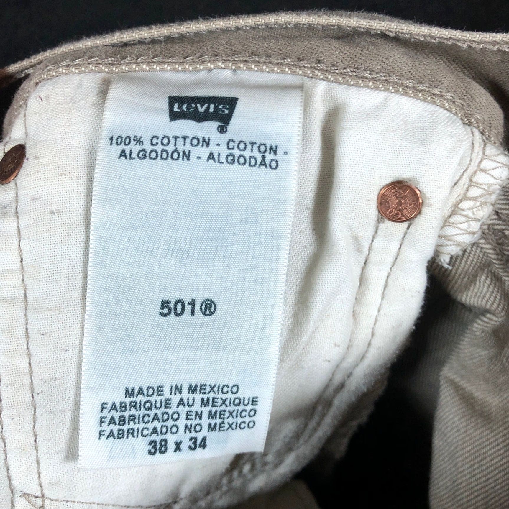 Levi's Levis 501 Jeans Green Straight Regular 38x34 100% Cotton Denim Vintage Mens Pants Size US 38 / EU 54 - 4 Thumbnail