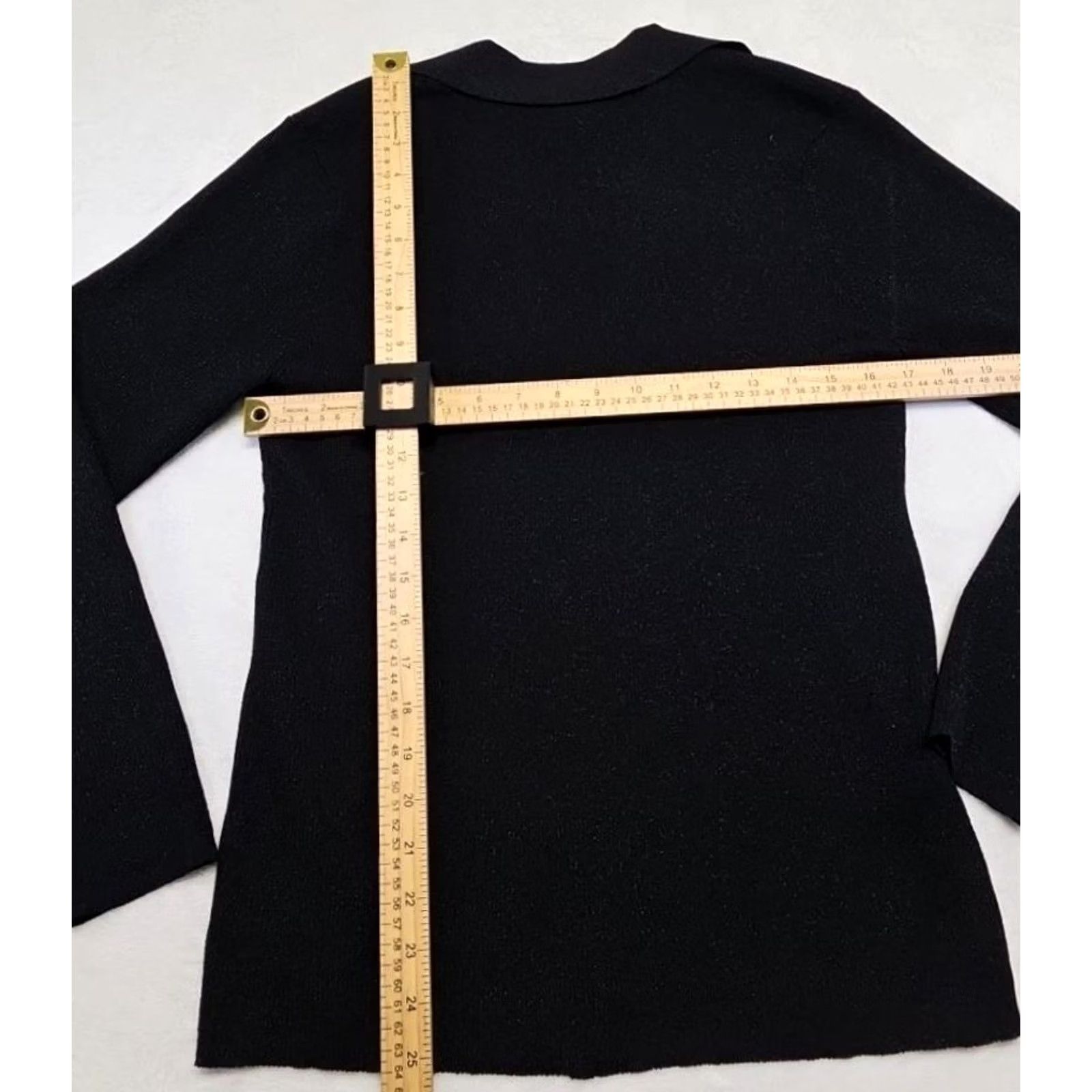 Calvin Klein Calvin Klein Black Metallic Knit Sweater Top Collared Long Sleeve Textured NWT Women L Black Shimmer Petite? Size L / US 10 / IT 46 - 8 Thumbnail