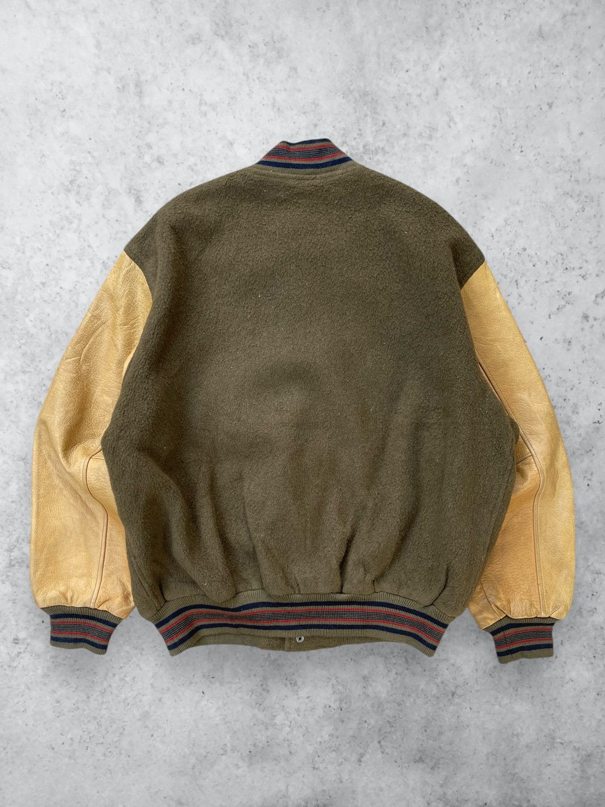 Hysteric Glamour × Japanese Brand × Vintage 🔥Vintage Ba-tsu Japan Leather Sleeve Varsity Jacket Size US L / EU 52-54 / 3 - 3 Thumbnail