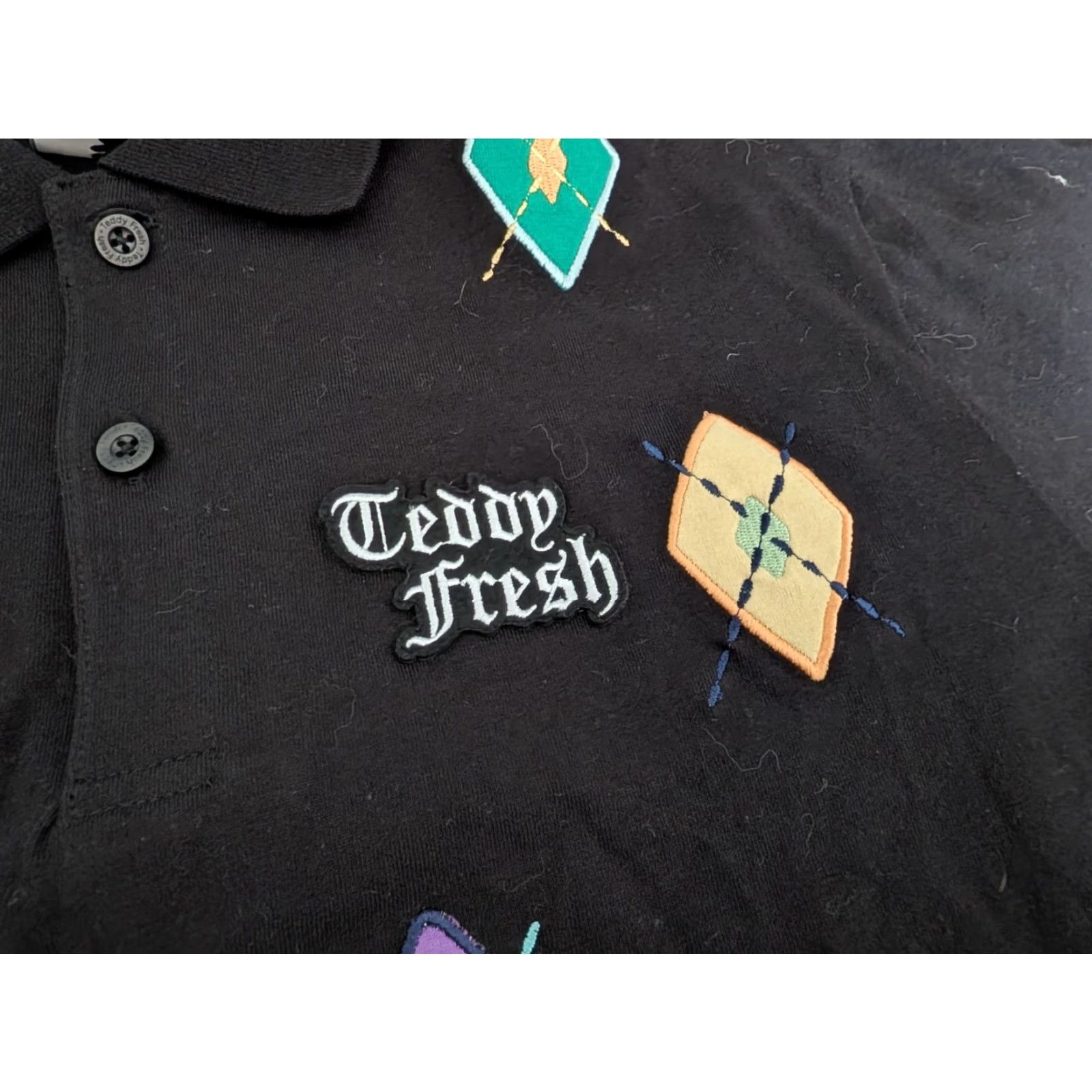 Teddy Fresh Teddy Fresh Polo Shirt Mens S Black Argyle Embroidered Applique Short Sleeve Adult Small Black 100% Cotton Modern Preppy Logo Lightweight Size US S / EU 44-46 / 1 - 6 Thumbnail
