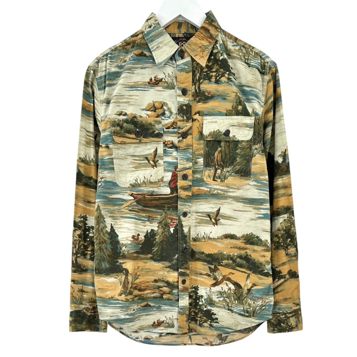 RRL Ralph Lauren RRL Wetland Scene Chamois Flannel Button Up Shirt 