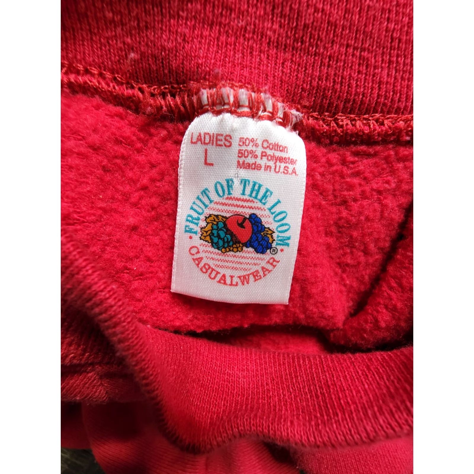 Fruit Of The Loom VINTAGE 90s Fruit of the Loom Womens L Crewneck Sweatshirt Red Size L / US 10 / IT 46 - 3 Thumbnail