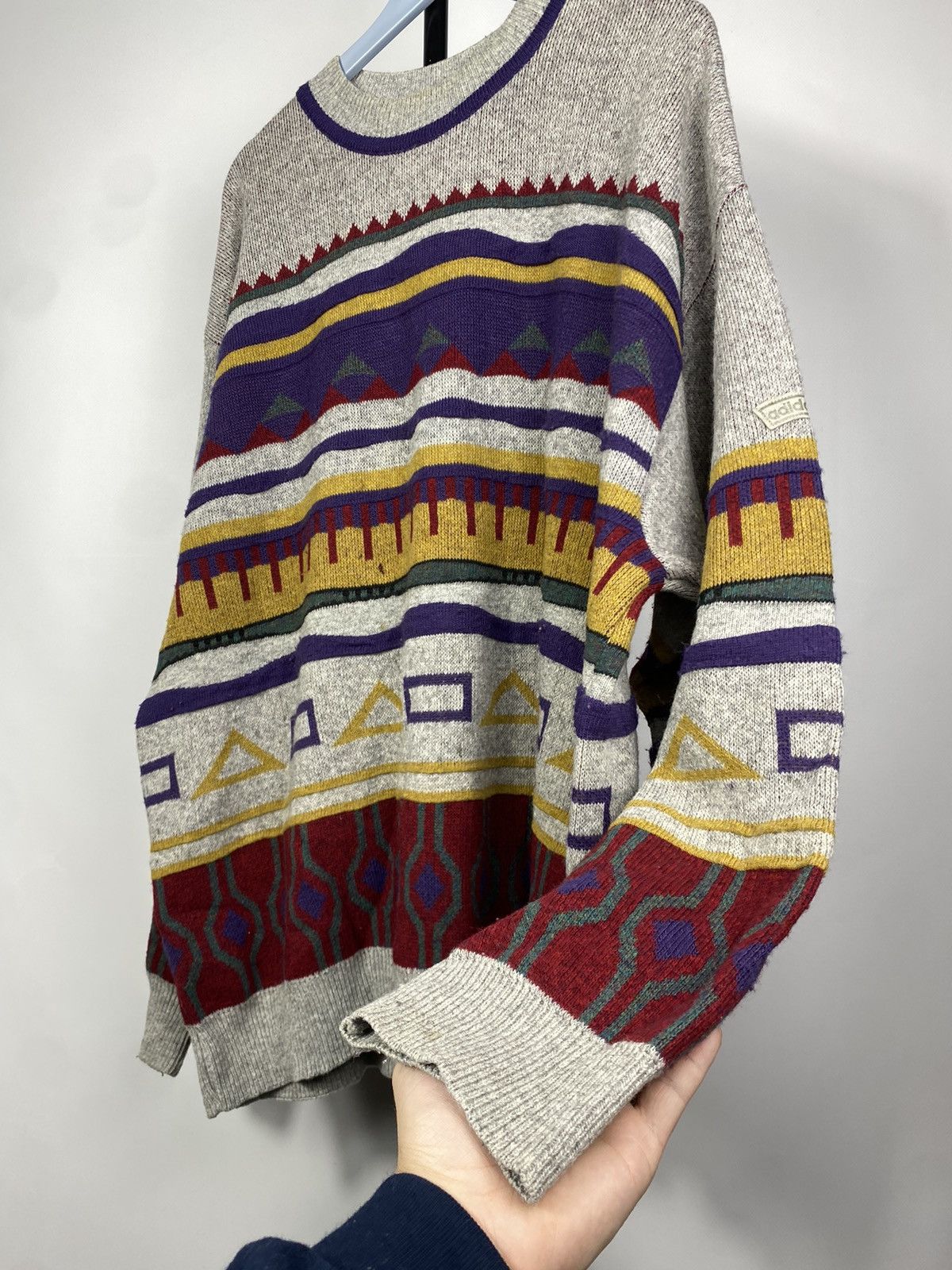 Adidas × Vintage Adidas vintage patterned knitted sweater 90s jumper Size US L / EU 52-54 / 3 - 4 Thumbnail