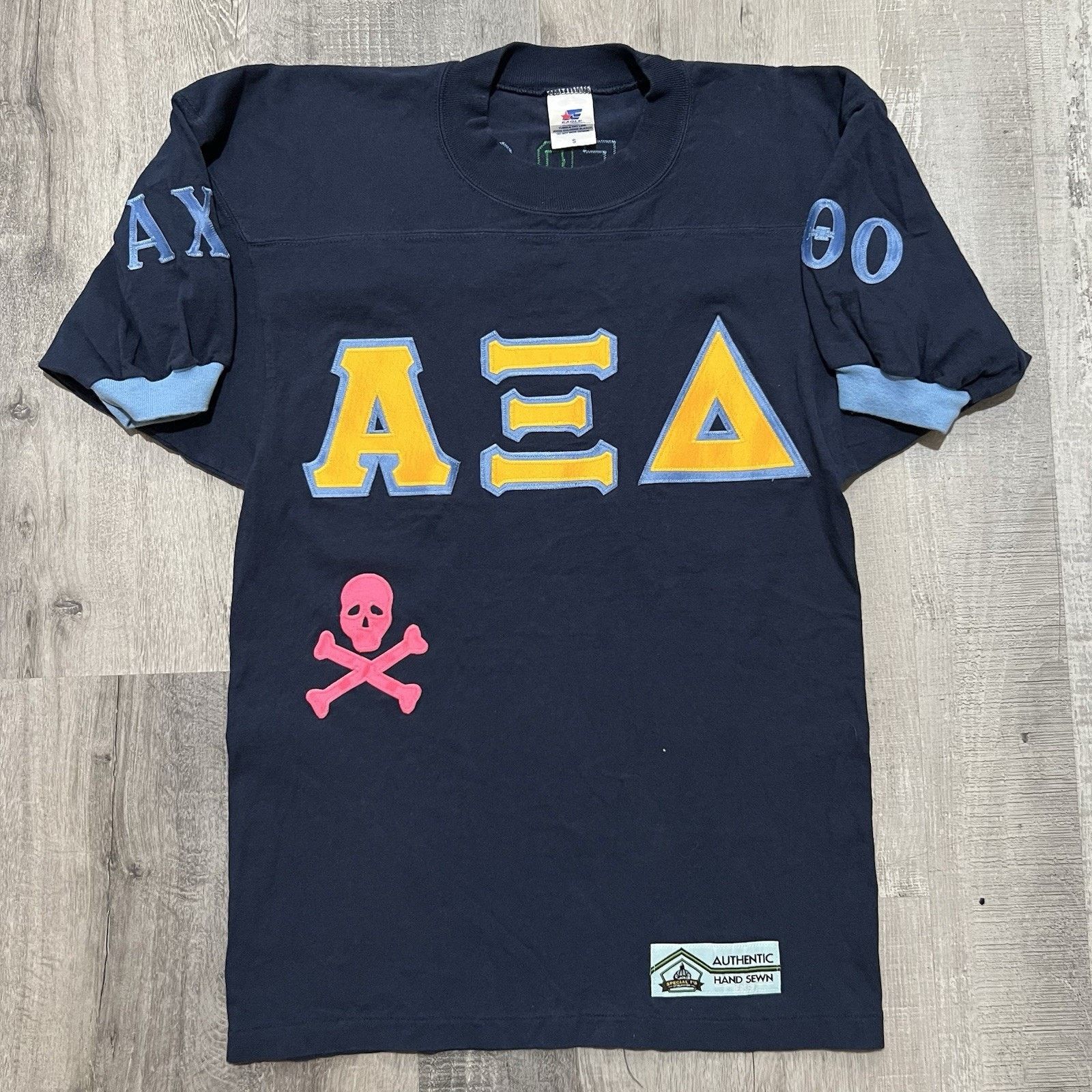 Vintage VTG Alpha Xi Delta Waffled Sponge Blue Y2K College Shirt Size S / US 4 / IT 40 - 1 Thumbnail