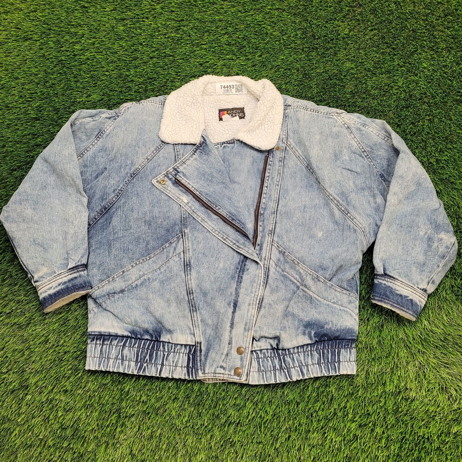 Vintage VTG 80s Andy Johns Denim Moto Jacket M Sherpa Lined Acidwash Size US M / EU 48-50 / 2 - 1 Thumbnail