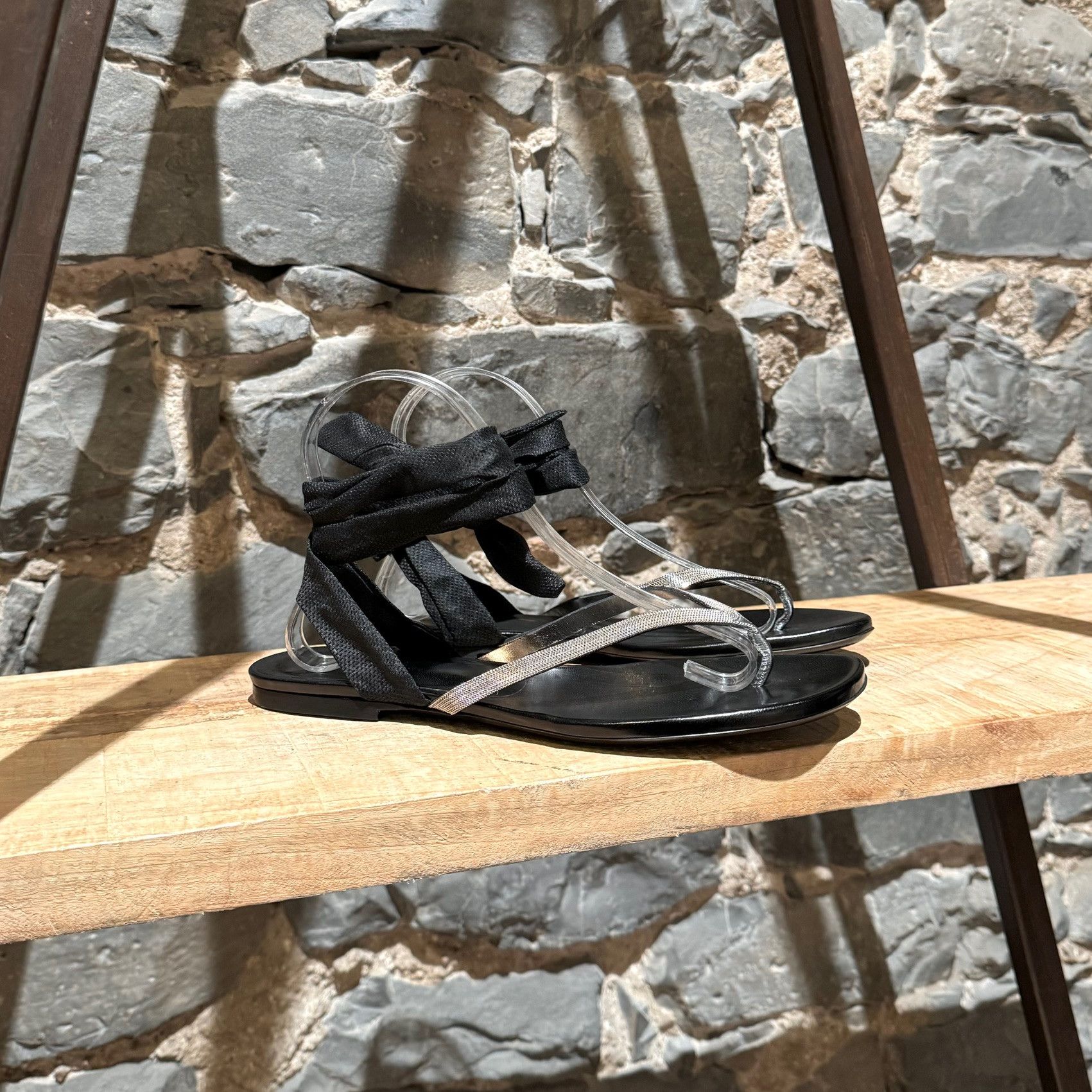 Dries Van Noten Dries Van Noten Silver Wrap Around Thong Sandals Size US 10.5 / IT 40.5 - 1 Thumbnail