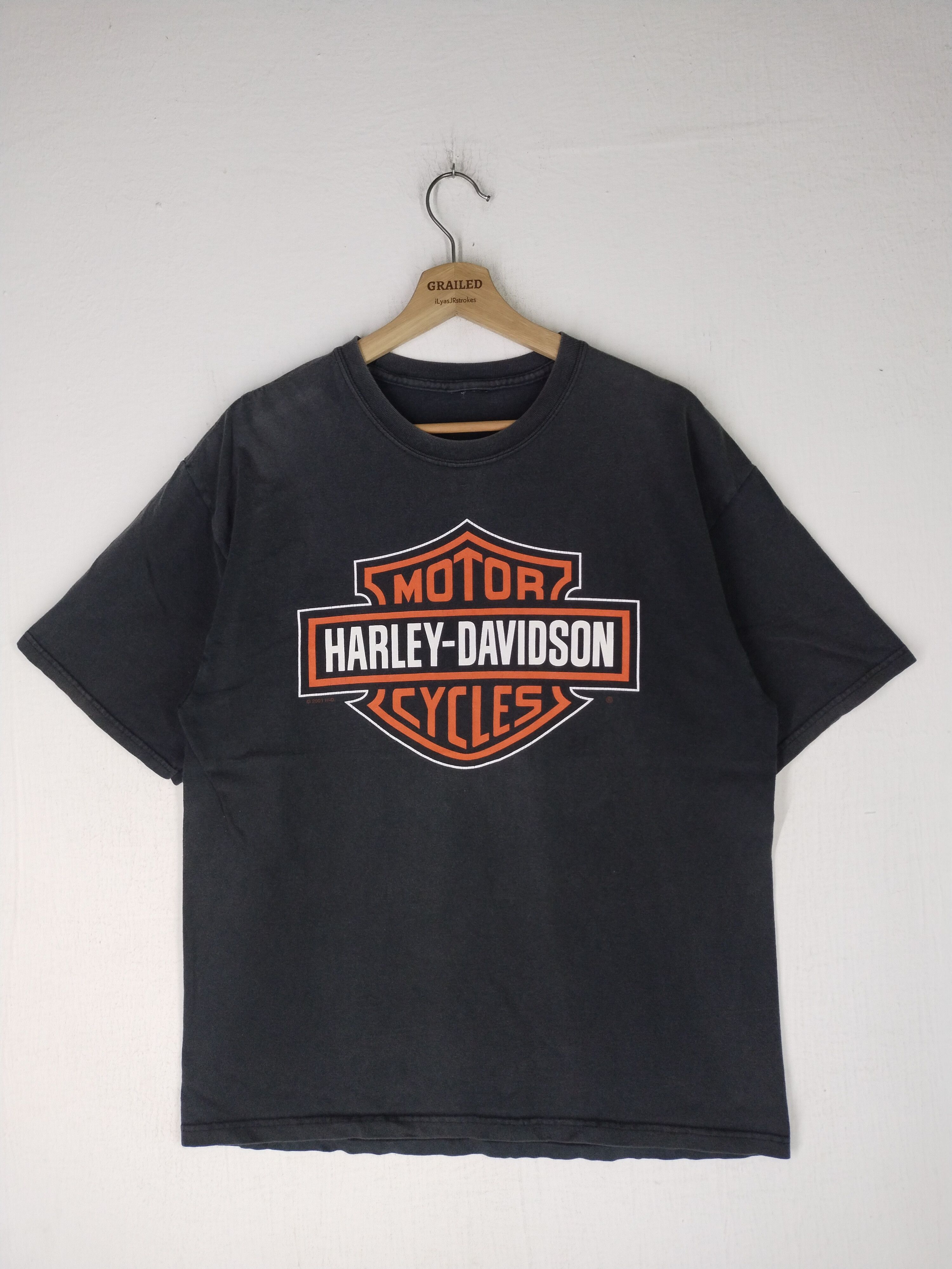 Vintage HD Harley Davidson Box Logo Faded Shirt Tee