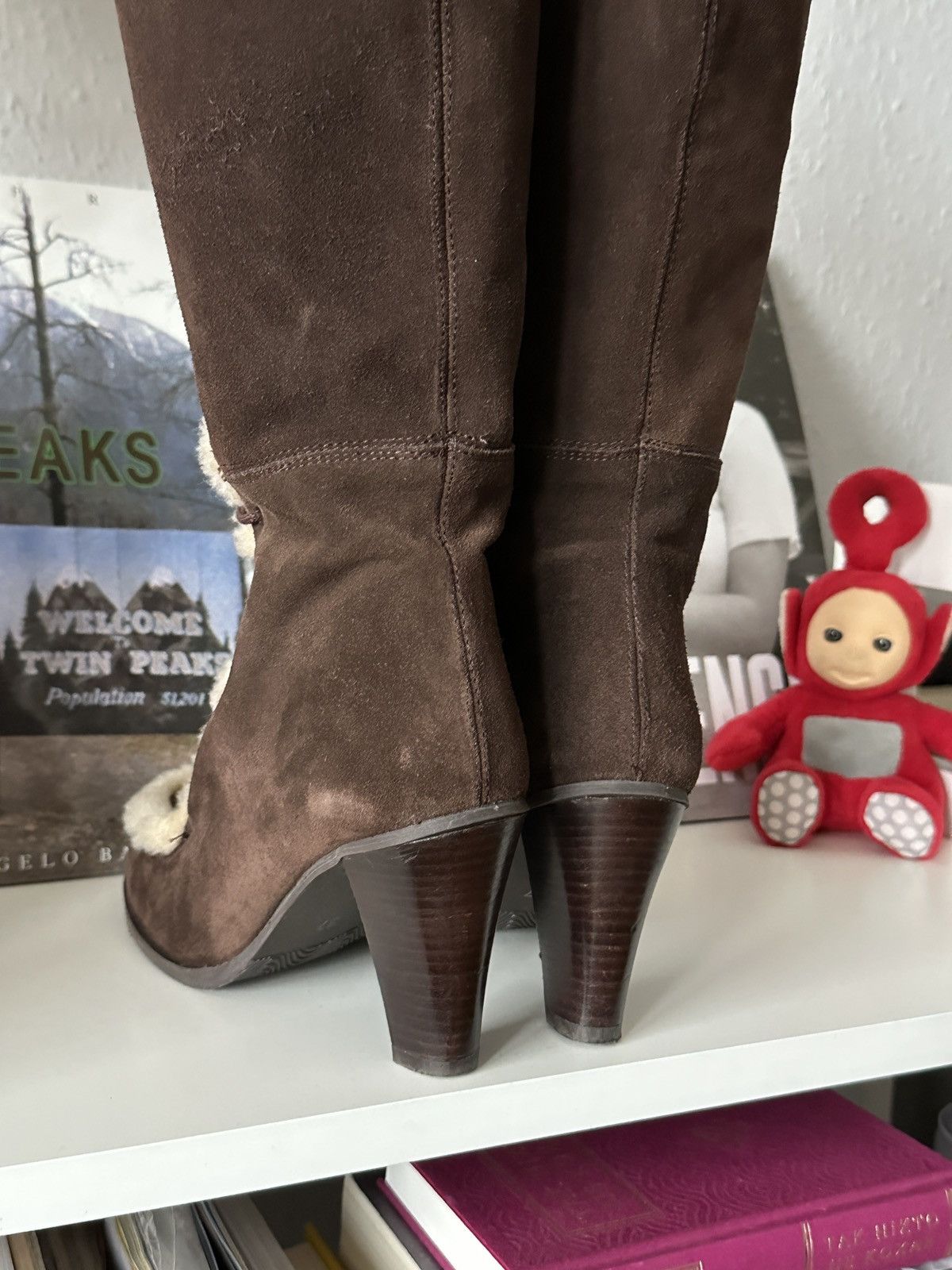 20471120 × If Six Was Nine Vintage Suede Fur Lace Up Boots Heels y2k Bratz Size US 7 / IT 37 - 6 Thumbnail