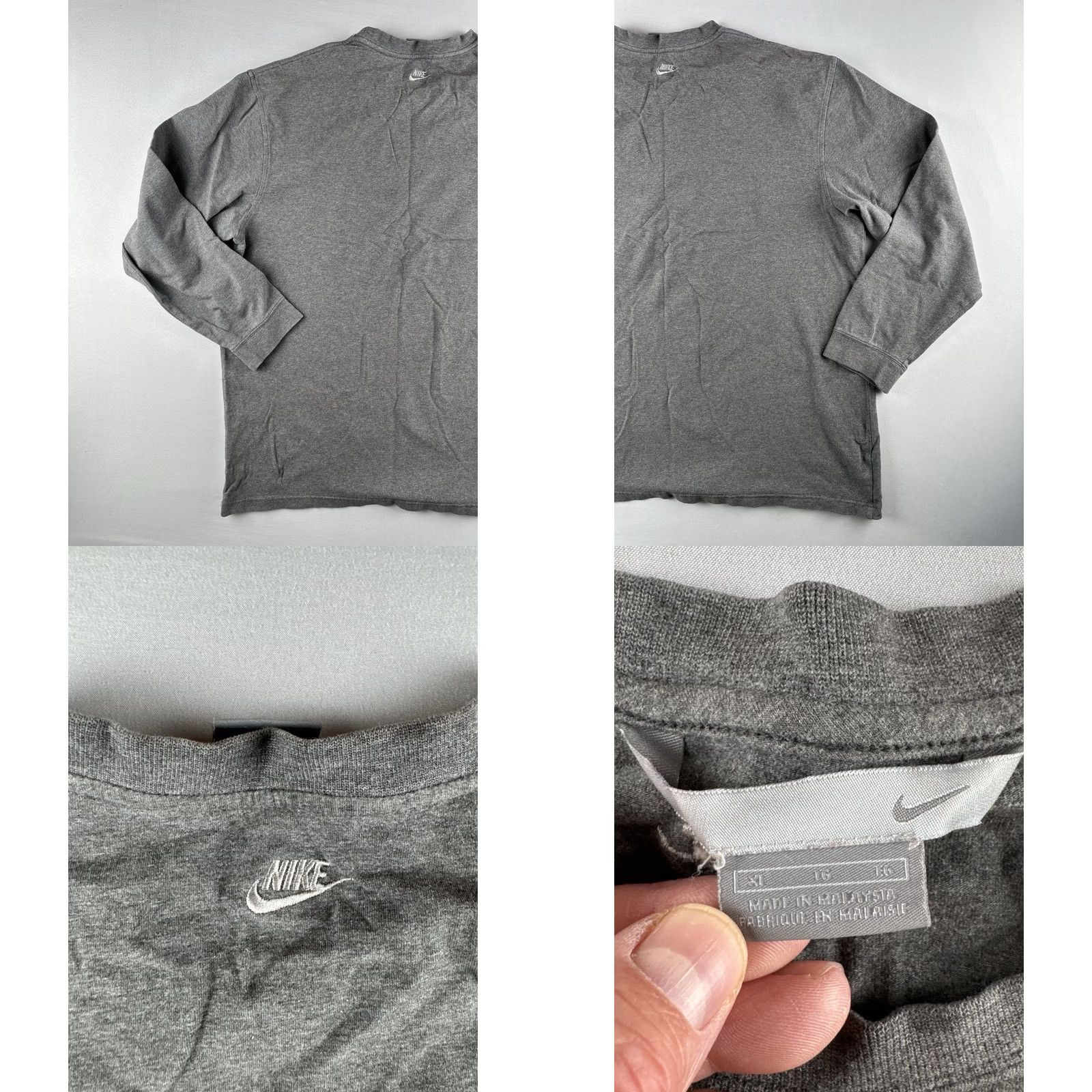 Nike Vintage Nike Swoosh Stripe Long Sleeve Shirt Gray XL Men's T-Shirt Crew Neck Size US XL / EU 56 / 4 - 8 Thumbnail
