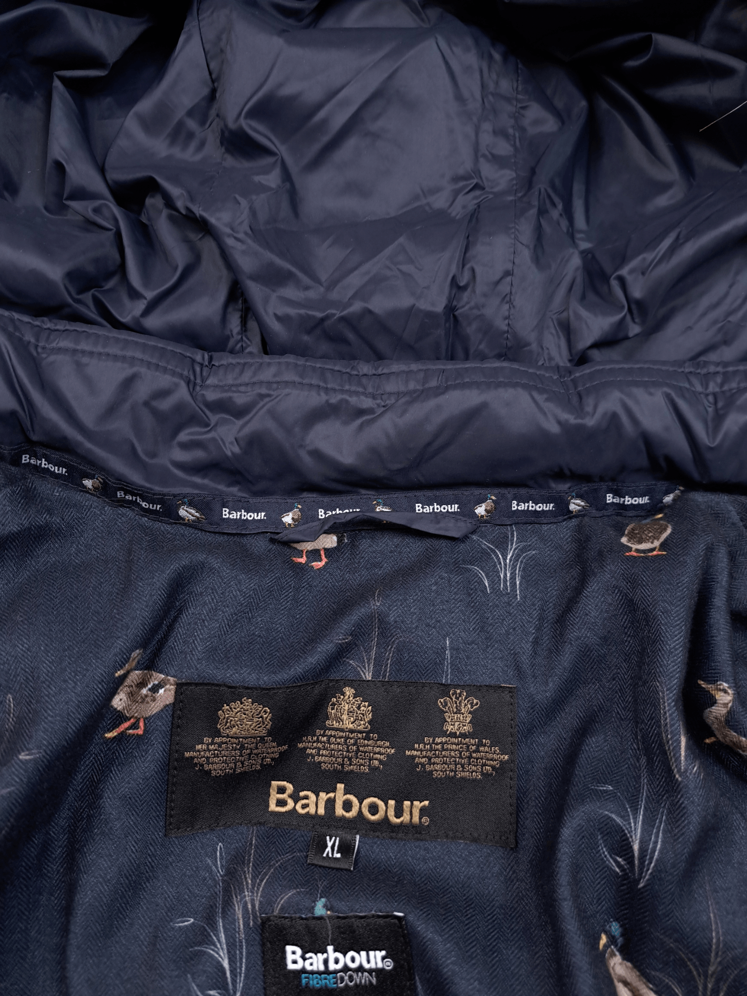 Barbour × Designer 💎Vintage Barbour Fibre Down Navy Black Puffer Parka Jacket Size XL / US 12-14 / IT 48-50 - 14 Thumbnail