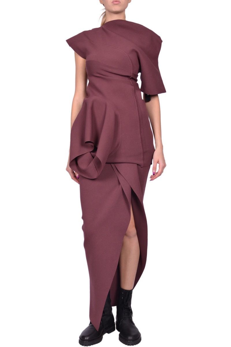Rick Owens Last Size Rick Owens Drapped Burgundy Asymmetrical Top Size M / US 6-8 / IT 42-44 - 6 Thumbnail