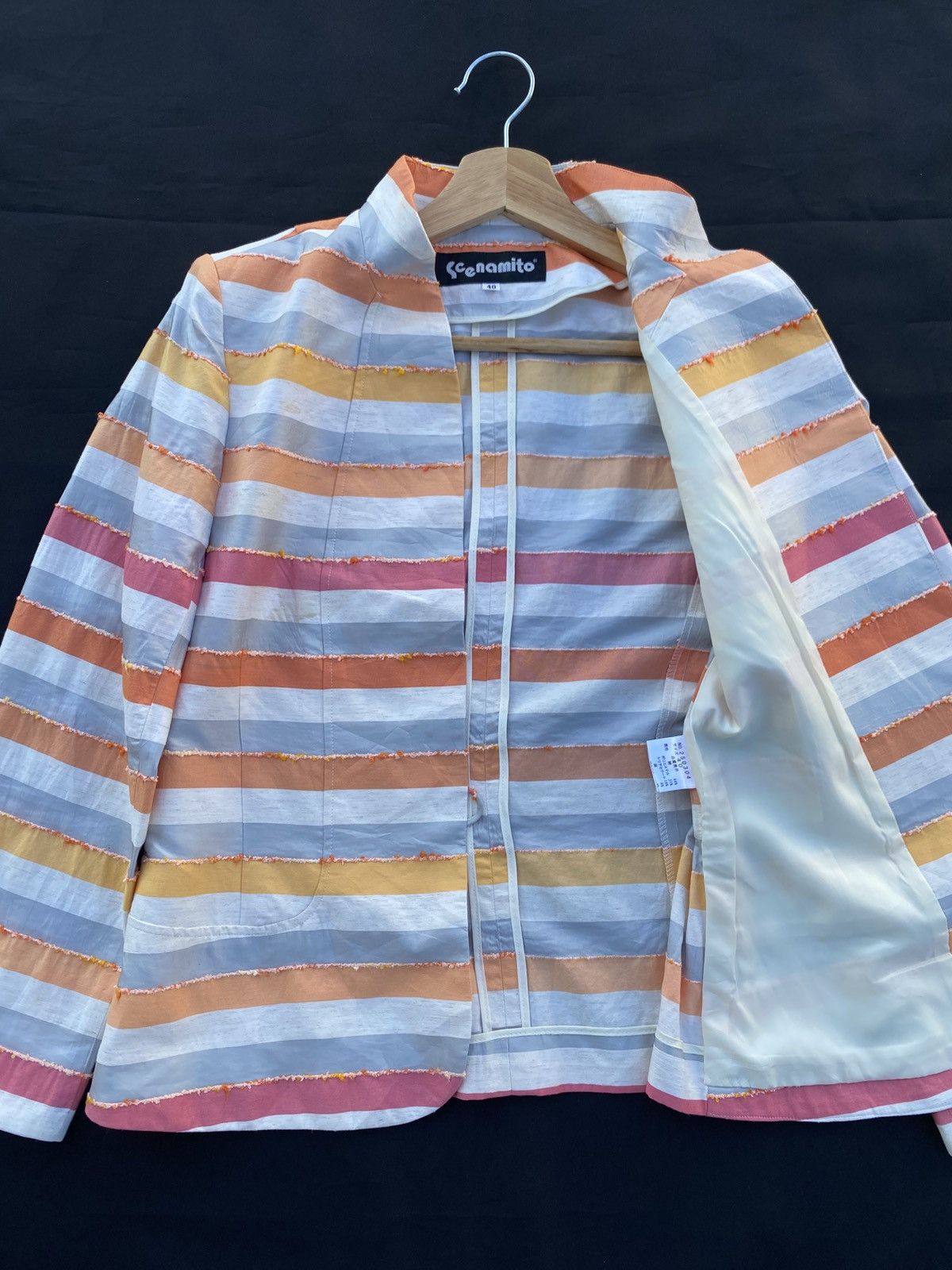 Japanese Brand Rare Vintage Stripes Raw Edge Design Women Blazer Size S / US 4 / IT 40 - 8 Thumbnail