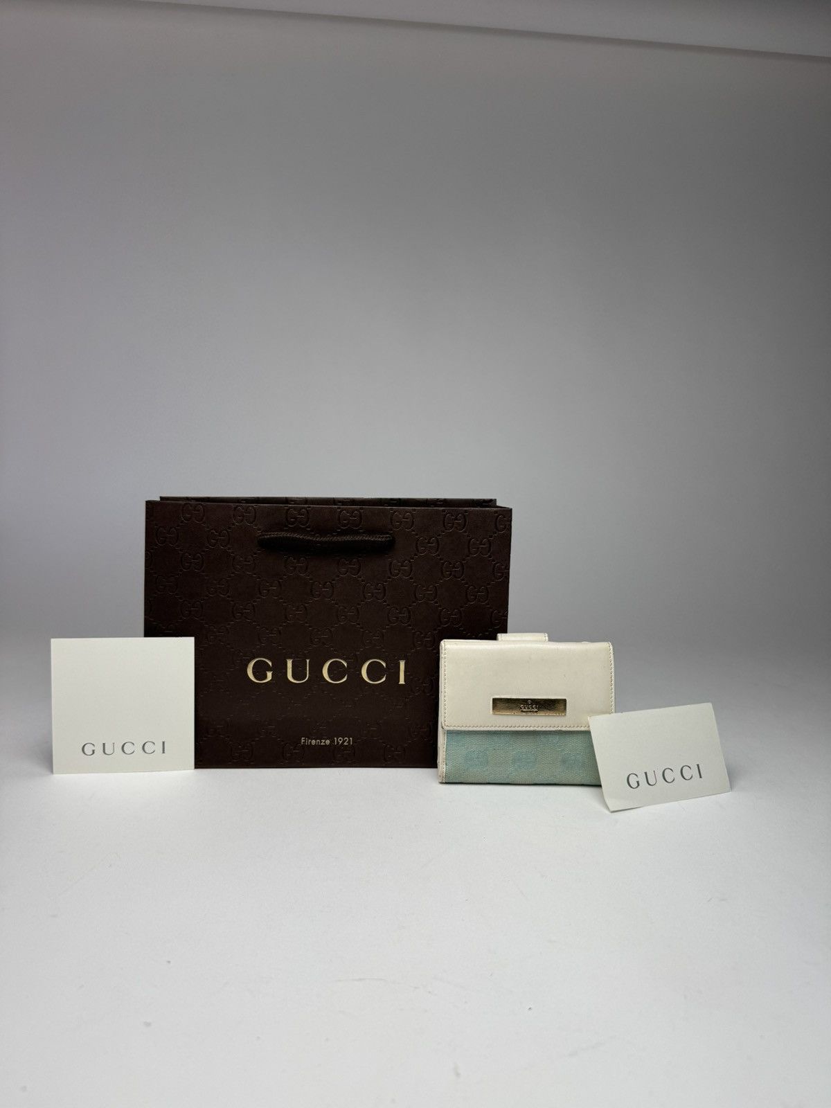 Gucci Vintage Gucci Monogram Wallet Blue/white Size ONE SIZE - 1 Thumbnail