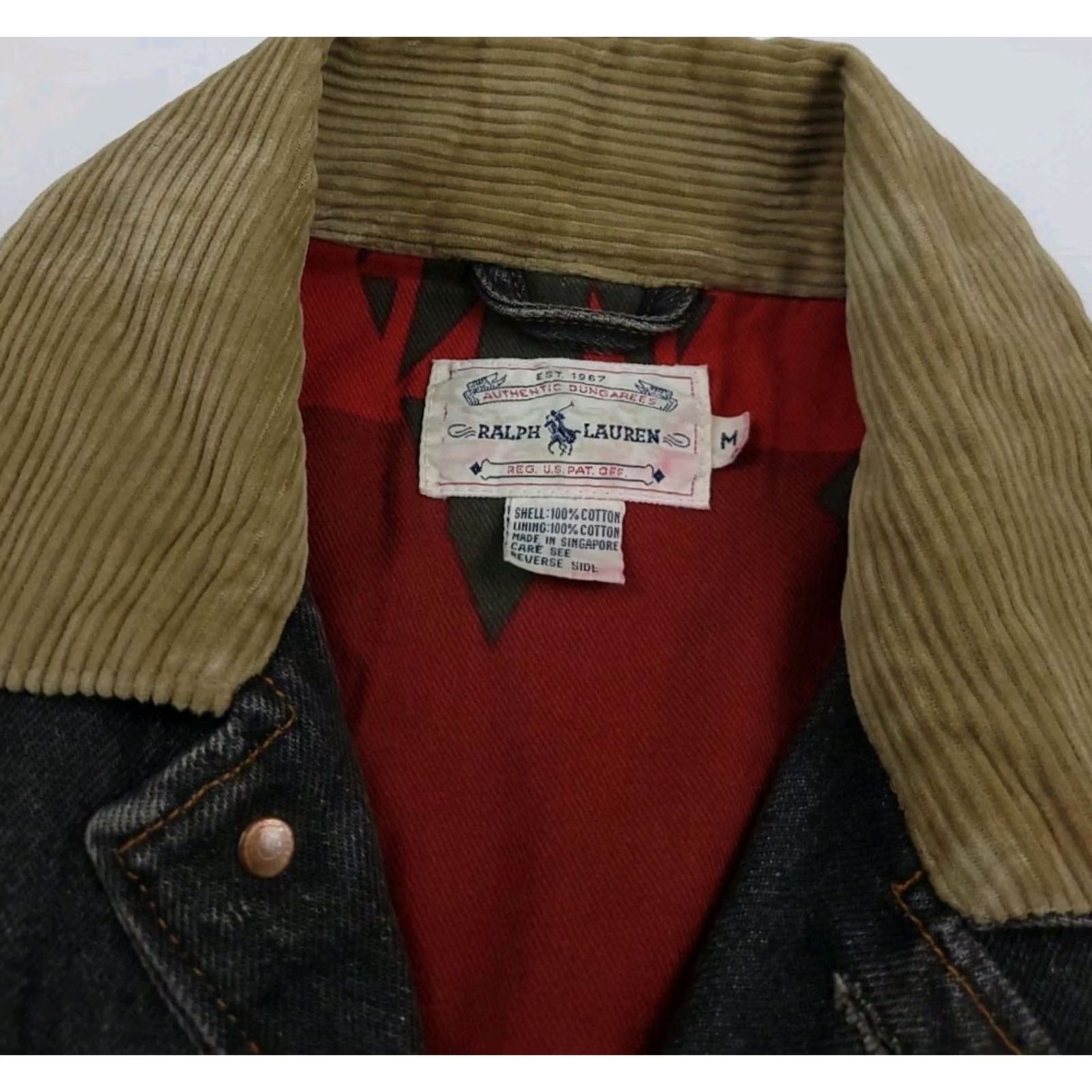 Ralph Lauren Vintage Polo Ralph Lauren Jacket M Denim Aztec Lined Barn Chore Country Rare RL Size M / US 6-8 / IT 42-44 - 5 Thumbnail