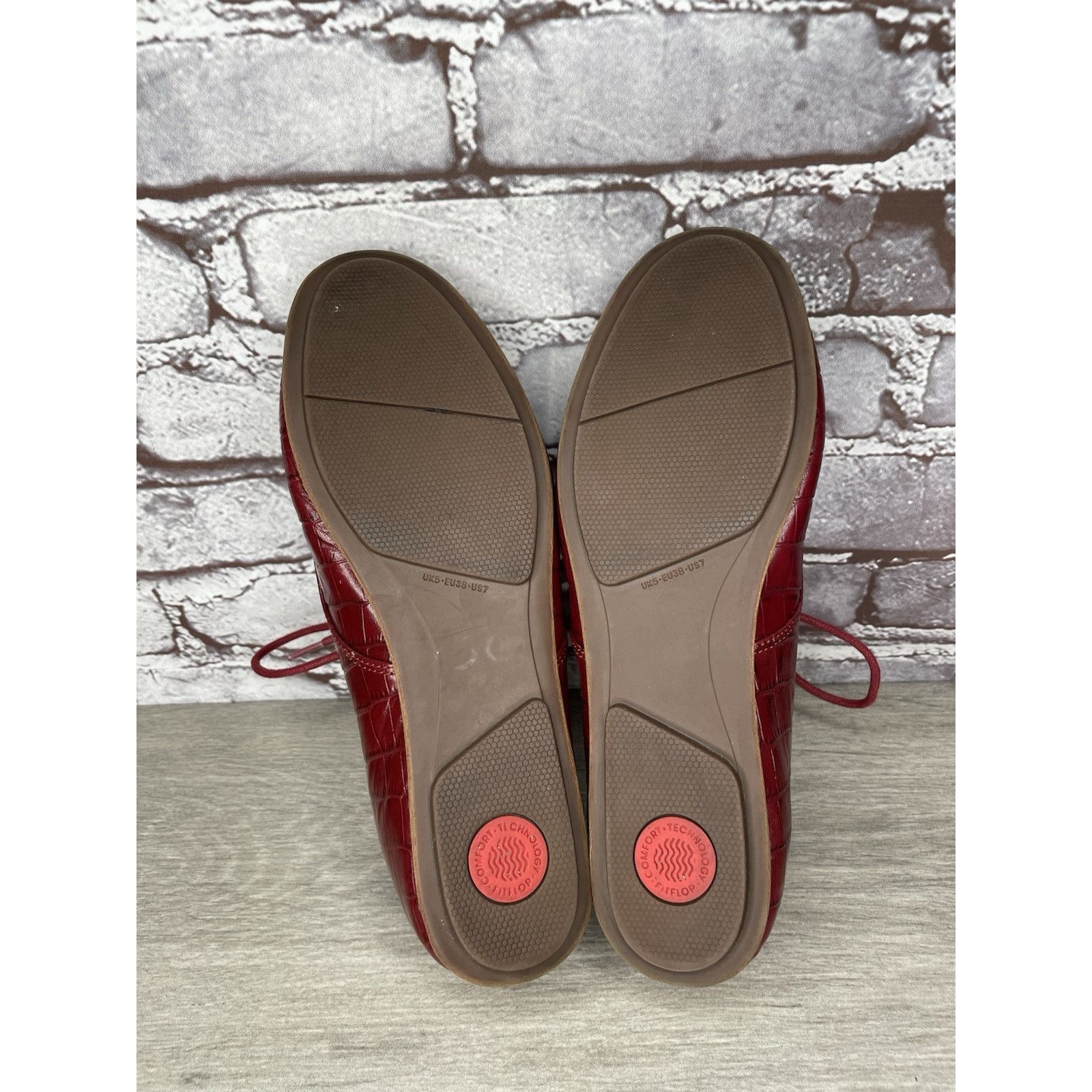 Other Fitflop Red Croco Leather Lace Up Comfort Oxfords Shoes Wome Size US 7 / IT 37 - 7 Thumbnail