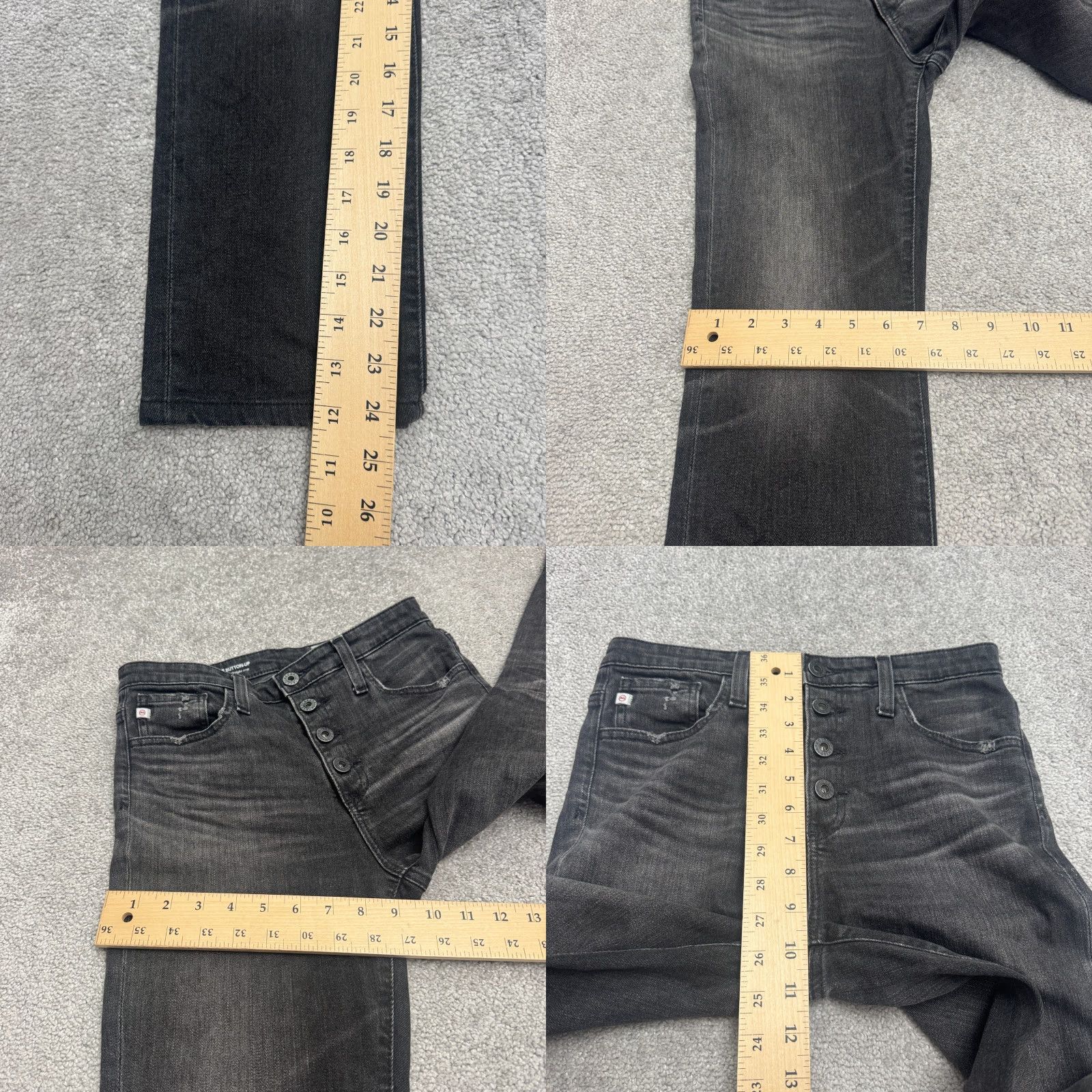 Vintage AG Adriano Goldschmied The Isabelle Button-Up High Rise Straight Crop Jeans 26R Black Denim Jeans Size 26" / US 2 / IT 38 - 9 Thumbnail