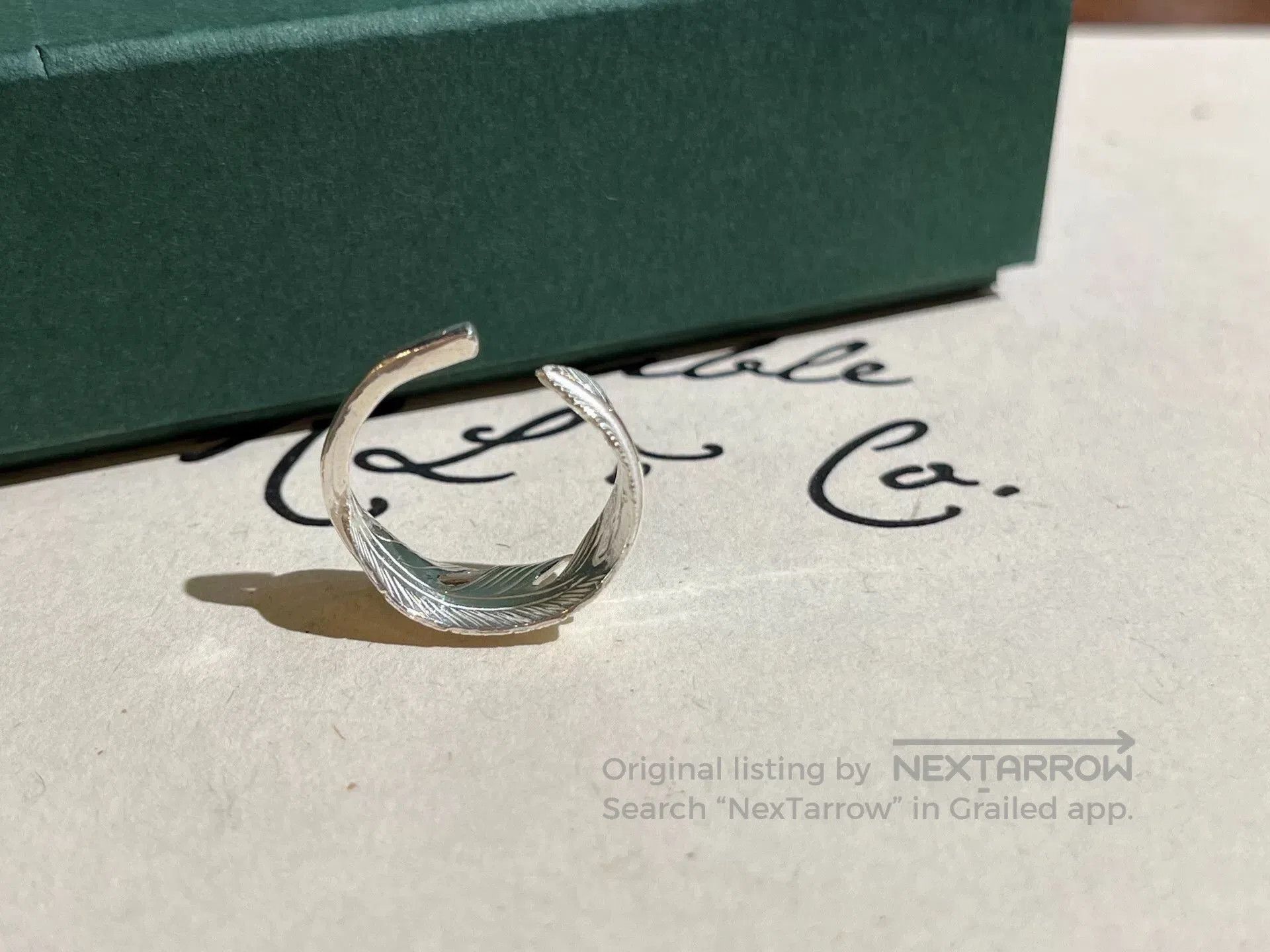 Takumi elegant silver feather ring adjustable size. Size ONE SIZE - 8 Thumbnail