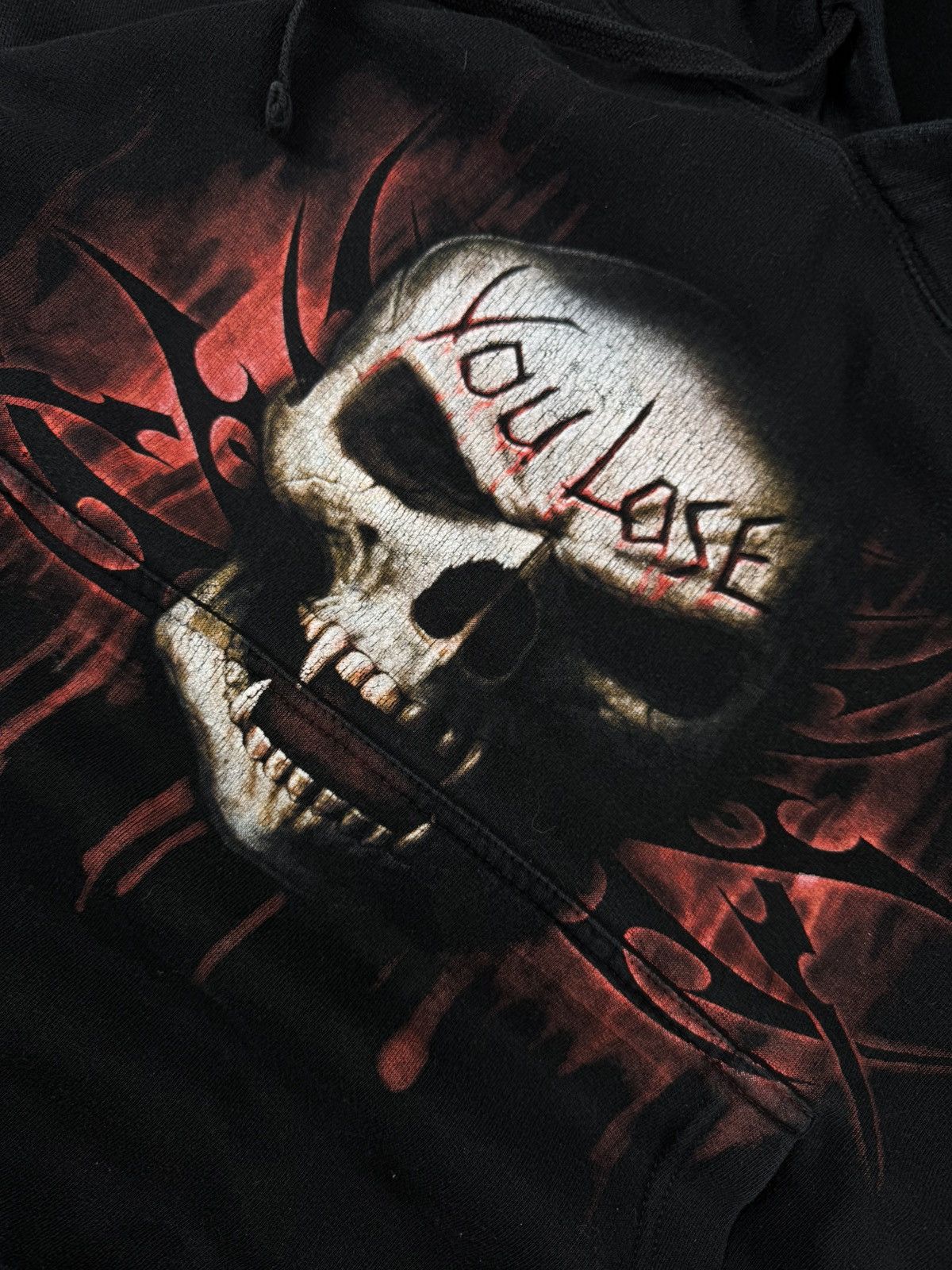Vintage Vintage Y2K Spiral skull tribal techno rave boxy hoodie 90s Size US XL / EU 56 / 4 - 8 Thumbnail