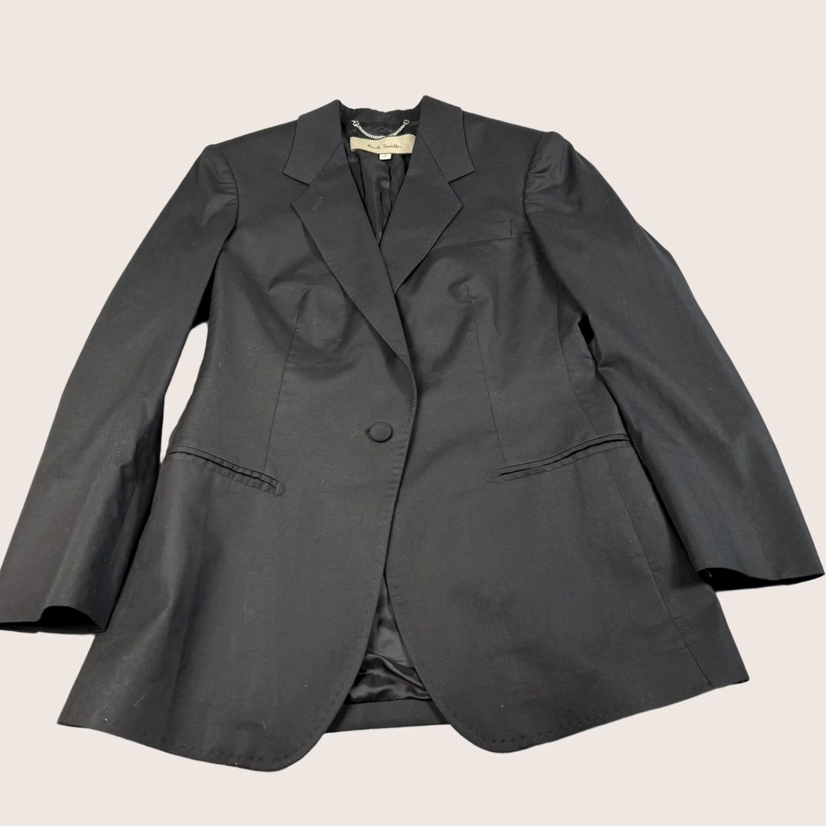 Paul Smith Paul Smith Blazer Mens 42 Black One-Button Single-Breasted Notch Lapel Italy Stretch Cotton/Elastane Jacket Coat Size 42R - 1 Thumbnail