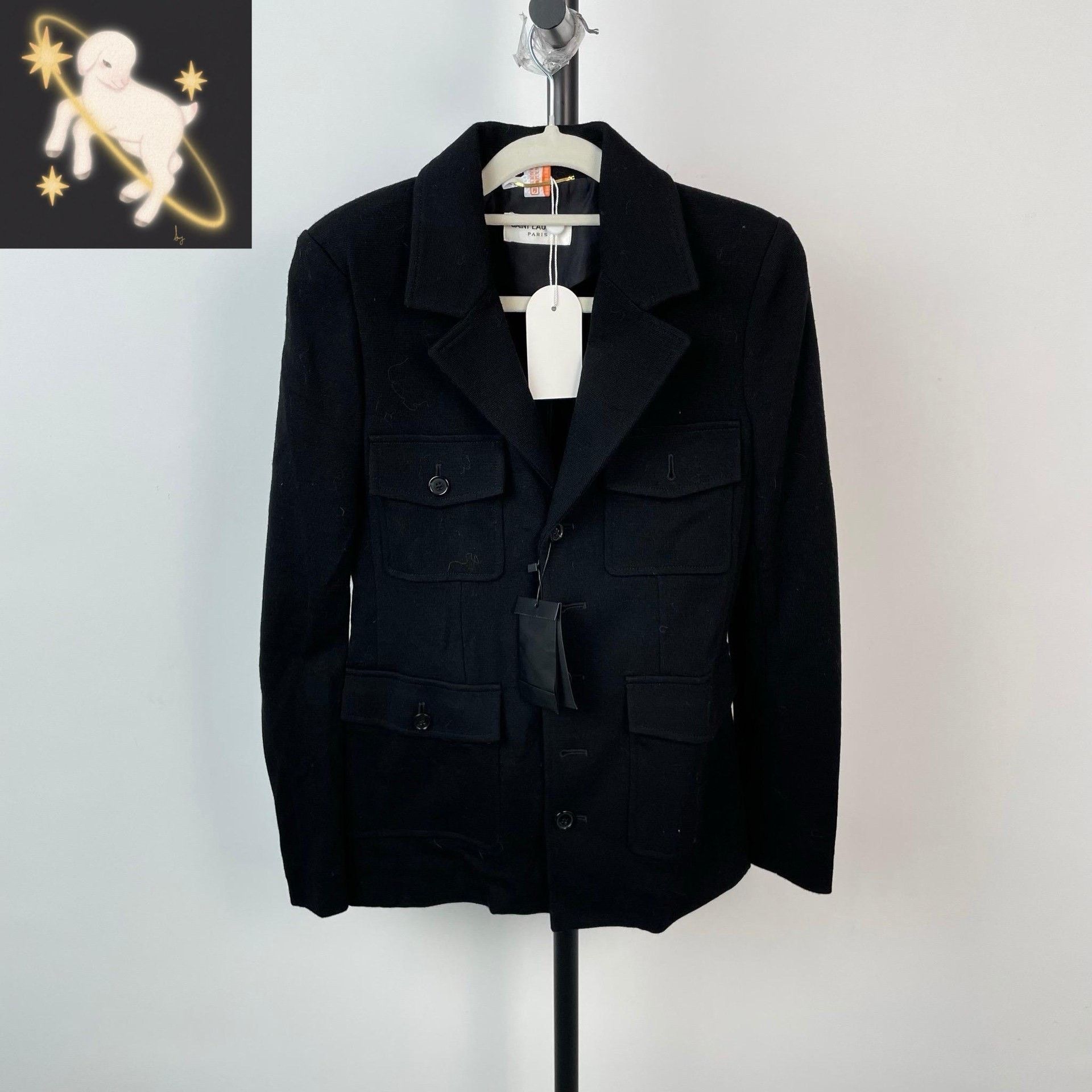 Saint Laurent Paris YSL Black Four-Pocket Blazer Size XXS / US 00 / IT 34 - 1 Thumbnail