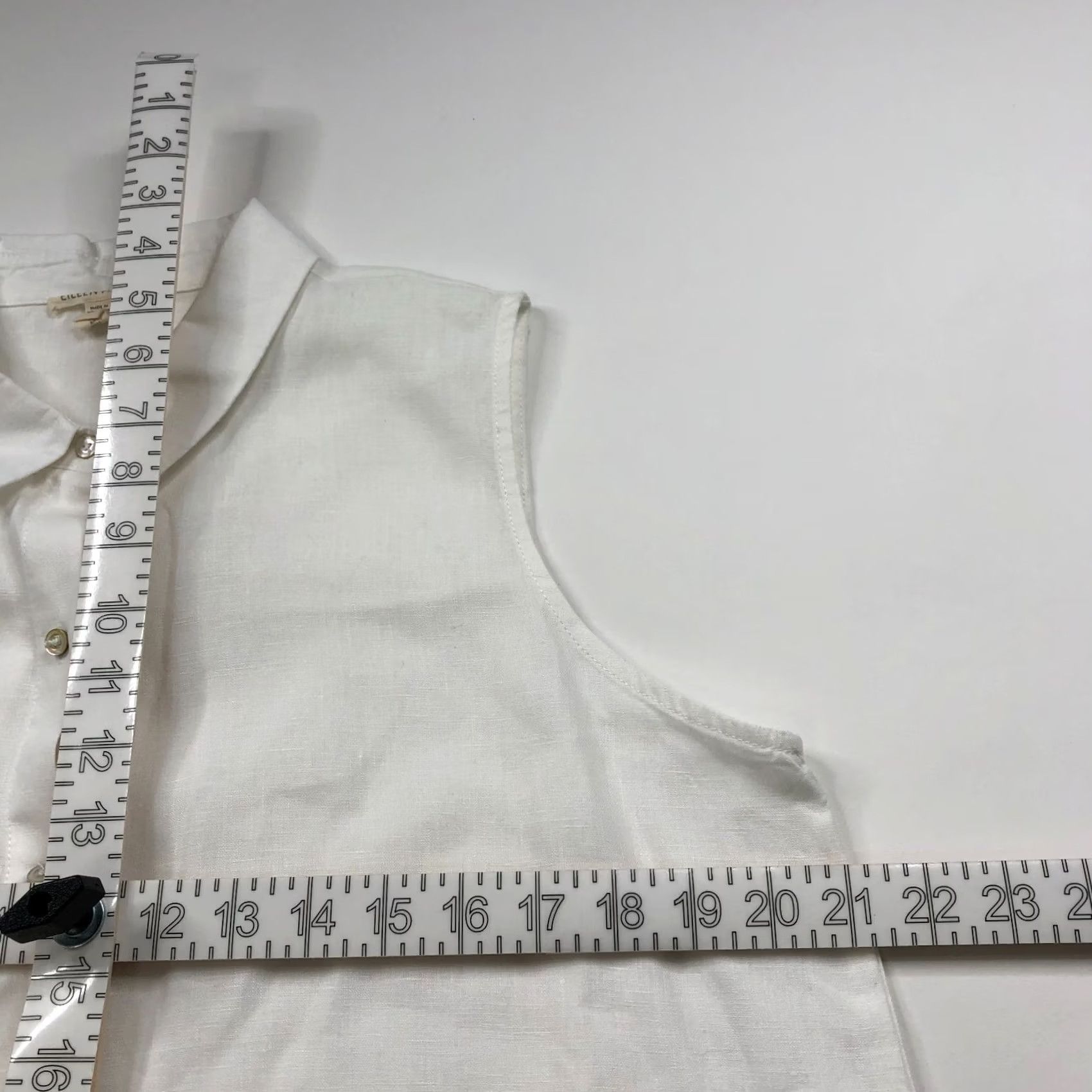 Eileen Fisher Eileen Fisher Shirt Dress White 100% Linen Knee Length Button Front M - Womens, Regular, Solid, Pockets, Collared, Sleeveless, Vintage No Size M / US 6-8 / IT 42-44 - 5 Thumbnail