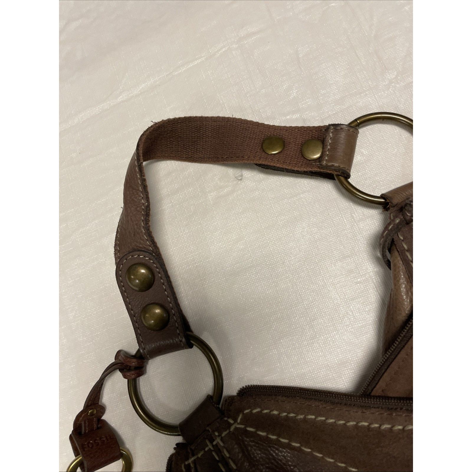 Fossil Fossil Vintage Brown Patchwork Leather Suede Shoulder Bag Size ONE SIZE - 13 Thumbnail