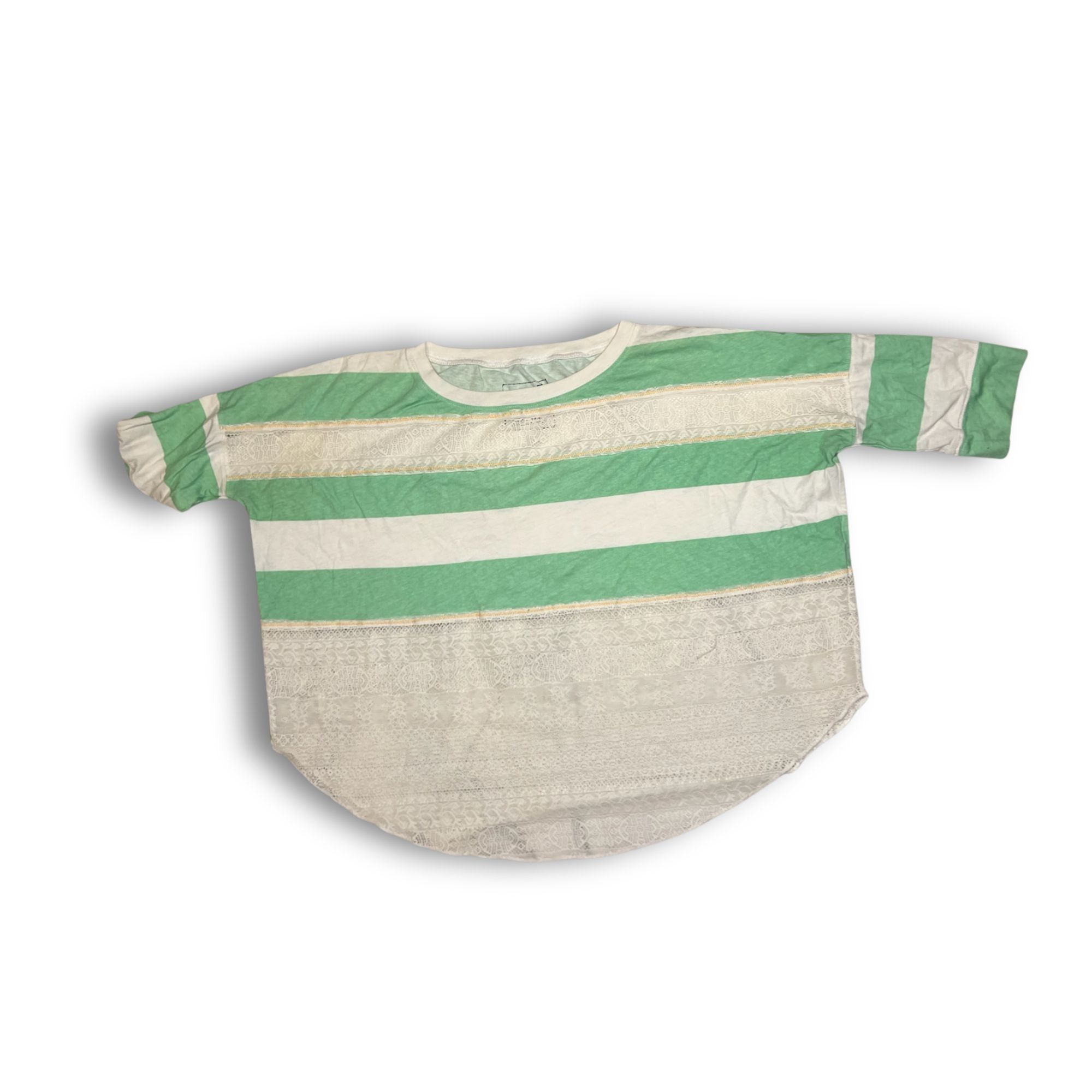Free People Free People We The Free Striped Lace Top Green & White Casua Size S / US 4 / IT 40 - 5 Thumbnail