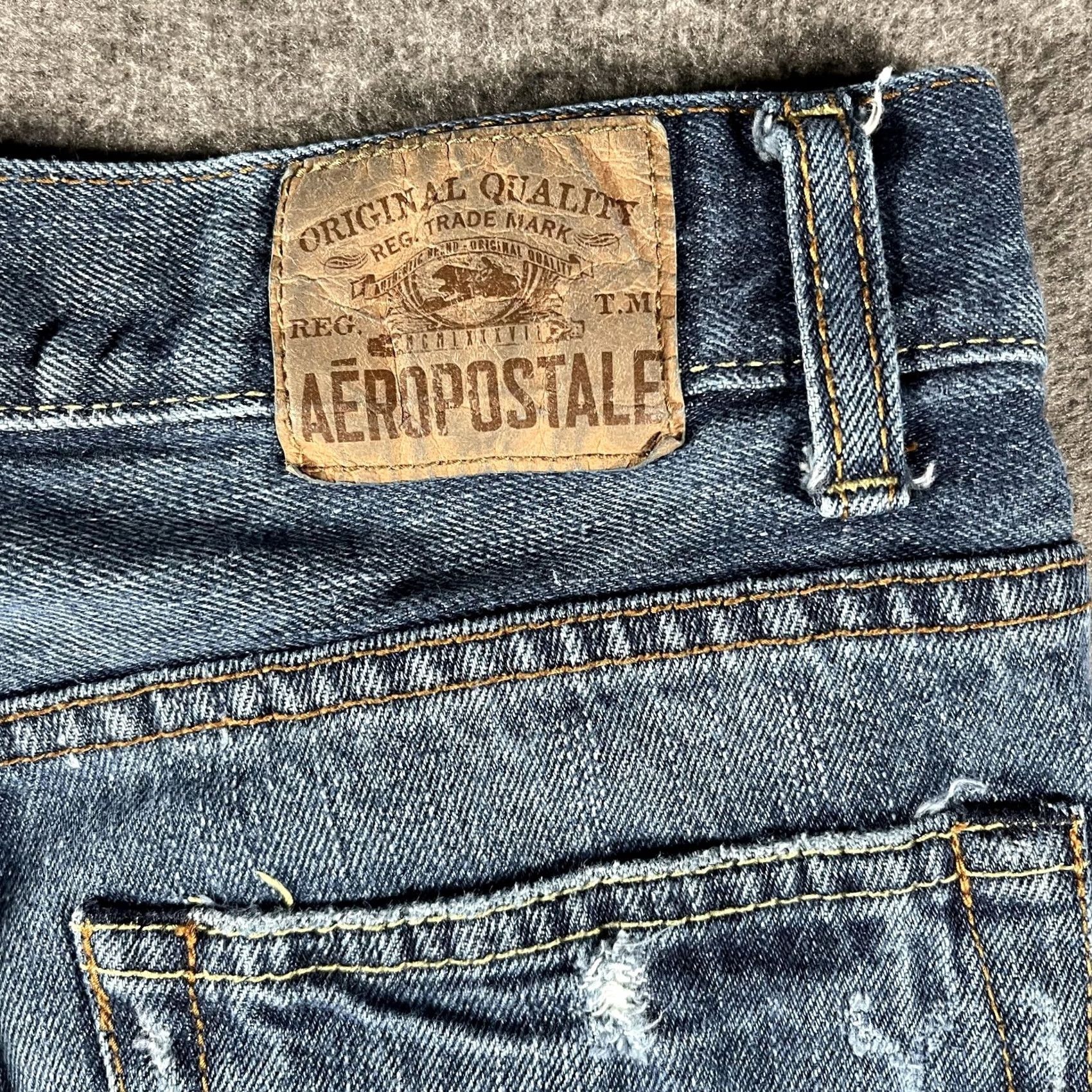 Vintage Aéropostale Jeans Mens 30x30 Blue Driggs Slim Bootcut Distressed Ripped Denim Size US 30 / EU 46 - 5 Thumbnail