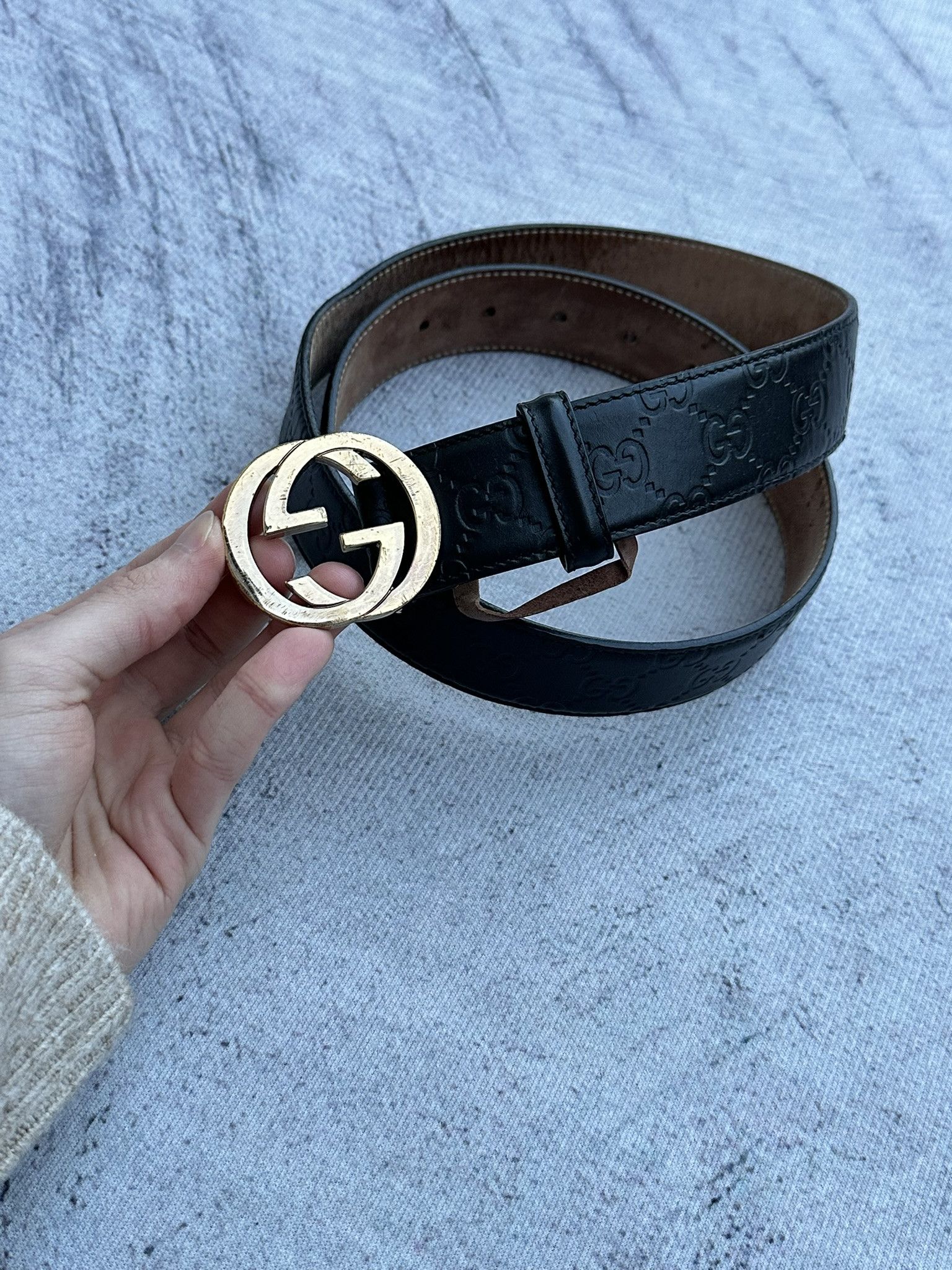 Gucci Gucci Belt Guccissima GG Monogram Black, Golden Buckle Size ONE SIZE - 2 Thumbnail