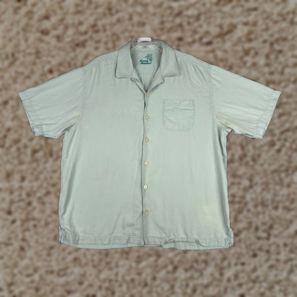 Tommy Bahama Tommy Bahama Shirt Men Extra Large Teal Solid Button Up Silk Read Me 100% Silk Read Me Size US L / EU 52-54 / 3 - 1 Thumbnail