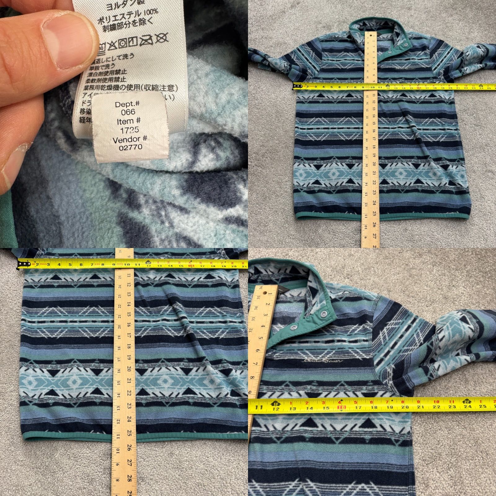 Eddie Bauer Eddie Bauer Jacket Mens Small Blue Aztec 1/4 Snap Fleece Outdoor Size US S / EU 44-46 / 1 - 8 Thumbnail