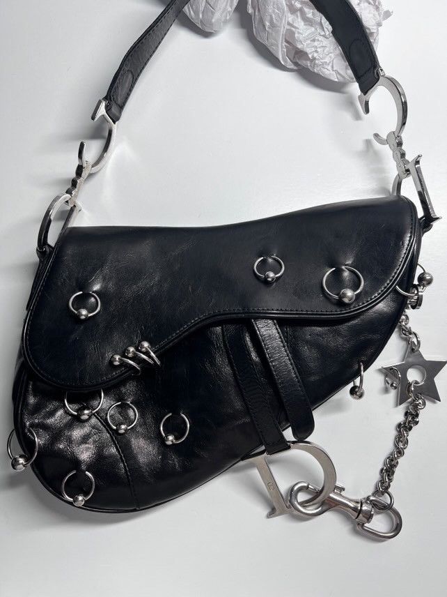 Dior Dior Punk Black Leather Hardcore Saddle Bag Size ONE SIZE - 22 Thumbnail