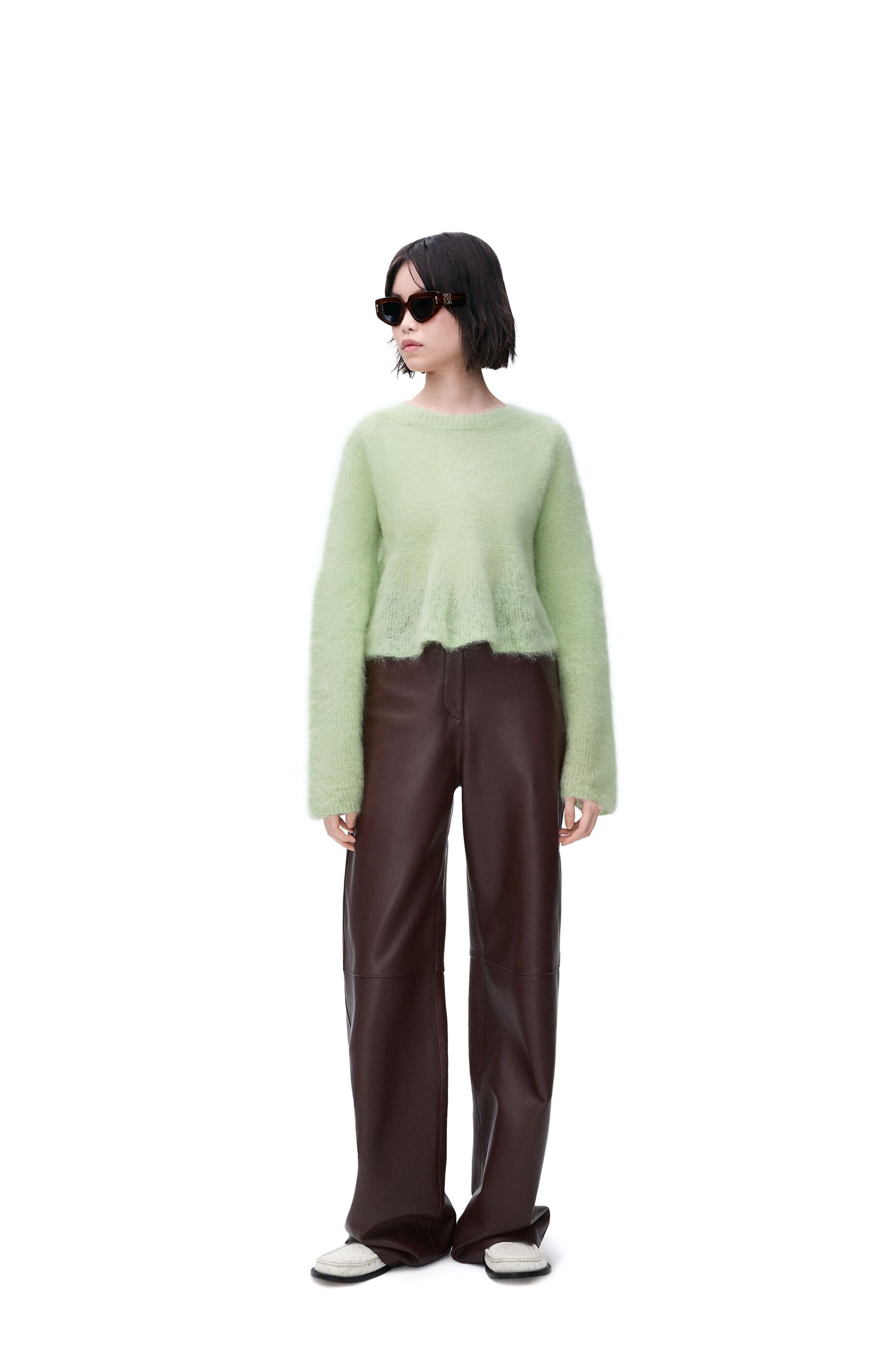 Loewe o1in1g0426 Sweater in Mohair Blend in Silk in Light Green Size M / US 6-8 / IT 42-44 - 2 Thumbnail