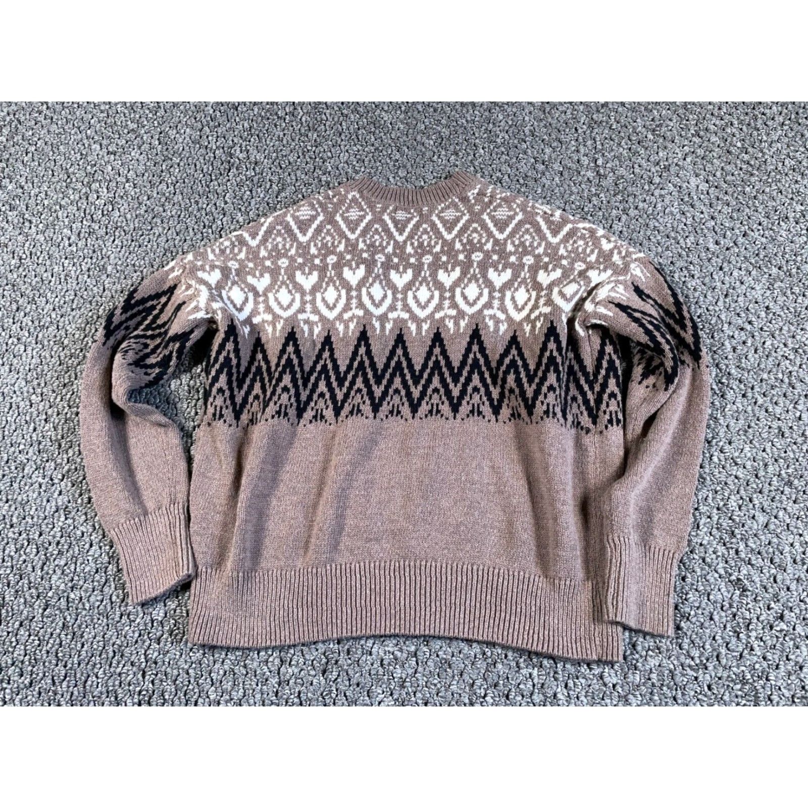 Old Navy Retro Ski Style Cardigan Women's Medium Brown Black Geometric Pattern Sweater Size M / US 6-8 / IT 42-44 - 2 Thumbnail