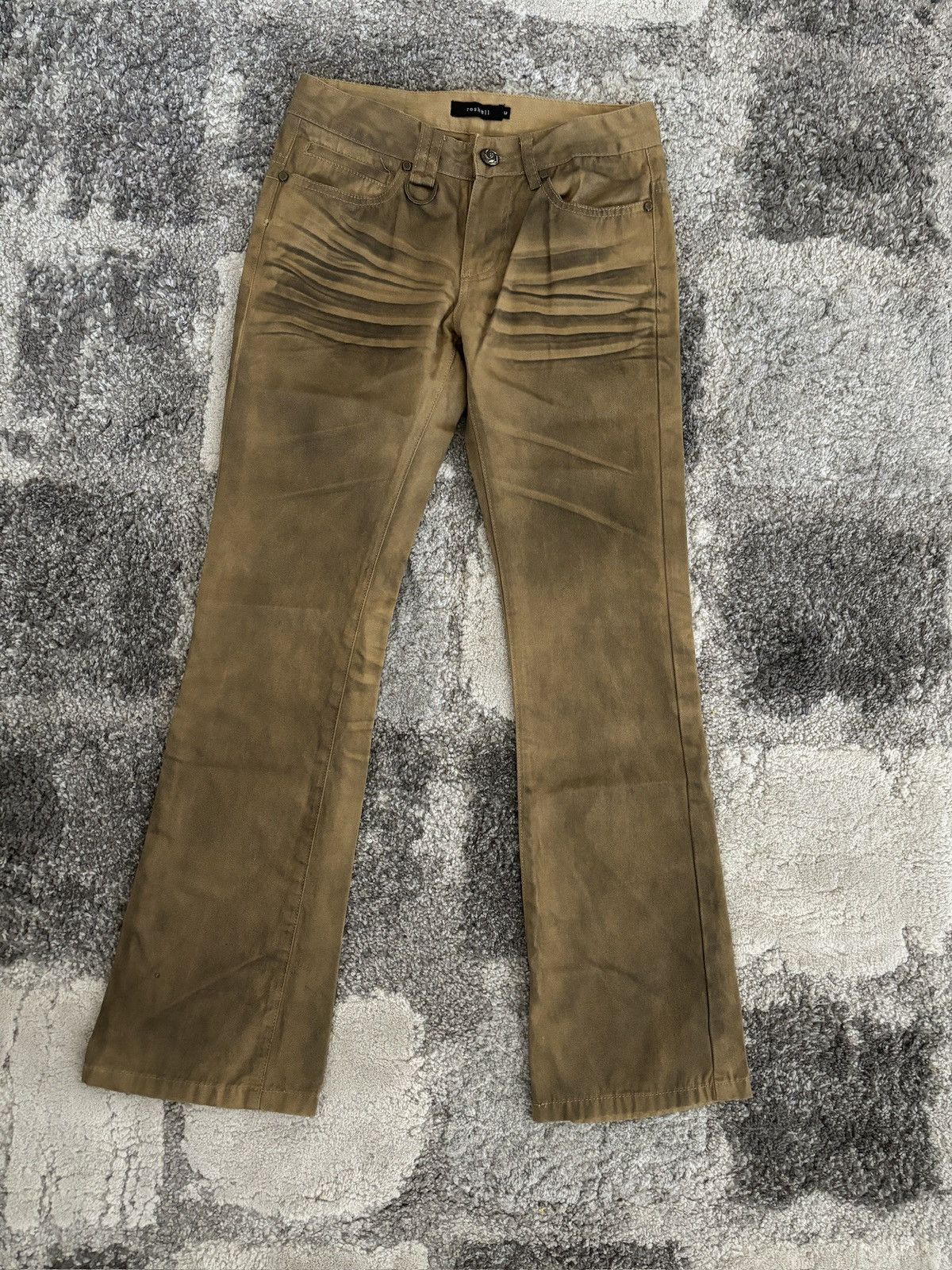 image of Tornado Mart Japan x Vintage Roshell Y2K Dirt Design Flare Denim in Brown, Men's (Size 29)