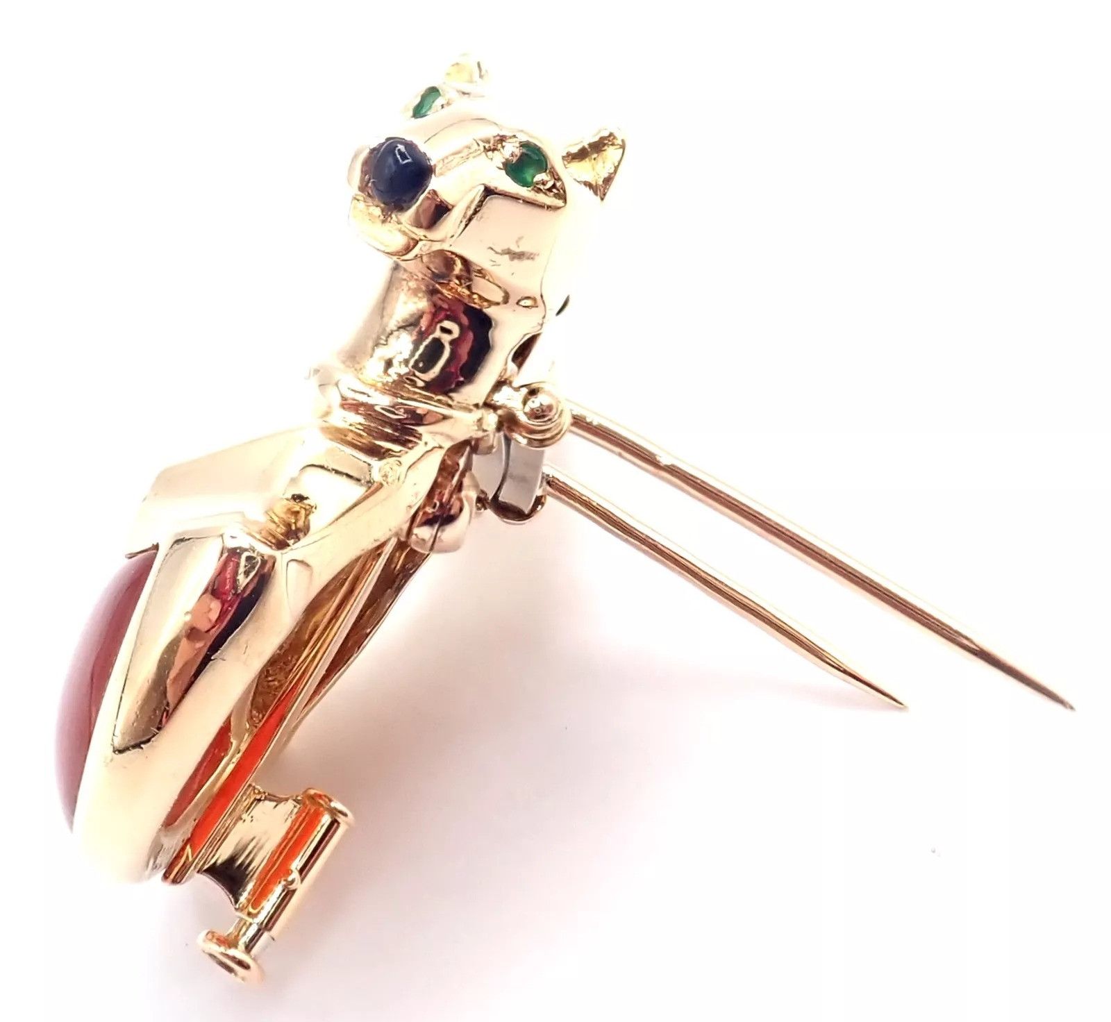 Cartier Cartier Double Panther 18k Jasper Onyx Pin Brooch Size ONE SIZE - 3 Thumbnail
