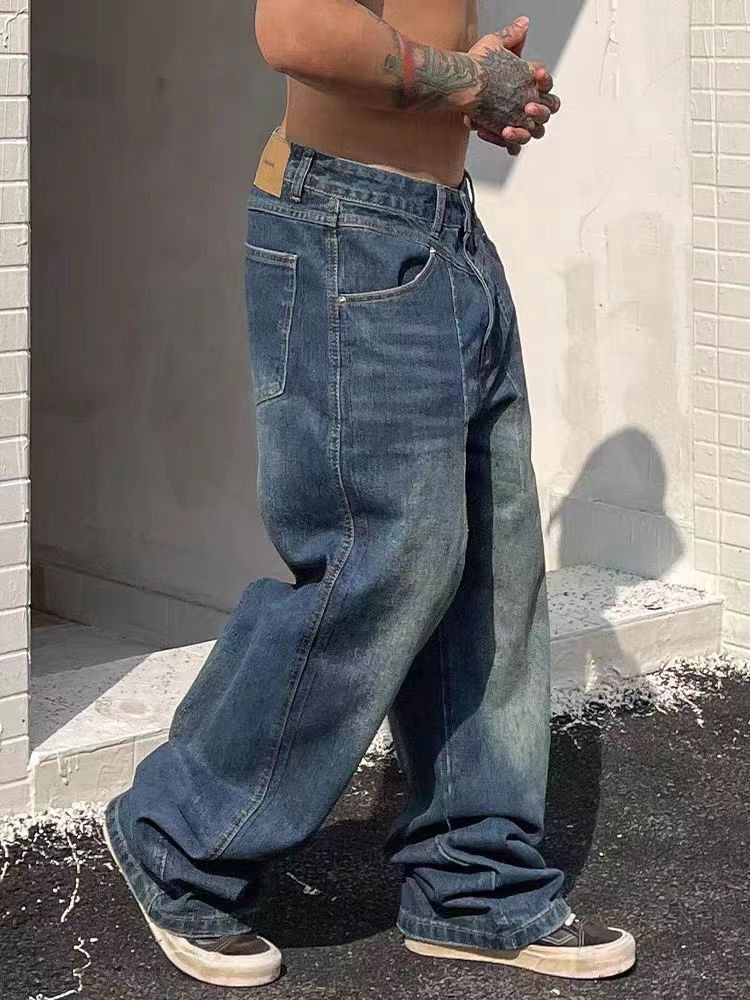 image of Loose Blue Street Heavyweight Wide Leg Jeans, Men's (Size 34)