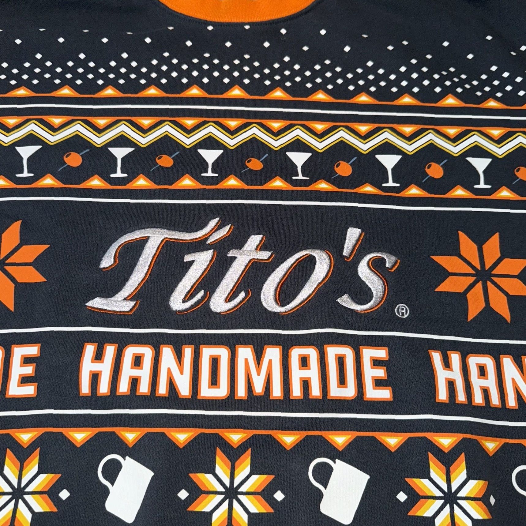 Vintage Titos Handmade Vodka Sweatshirt Mens Large Ugly Christmas Embroidered Graphic Print Crew Neck Pullover Size US L / EU 52-54 / 3 - 3 Thumbnail