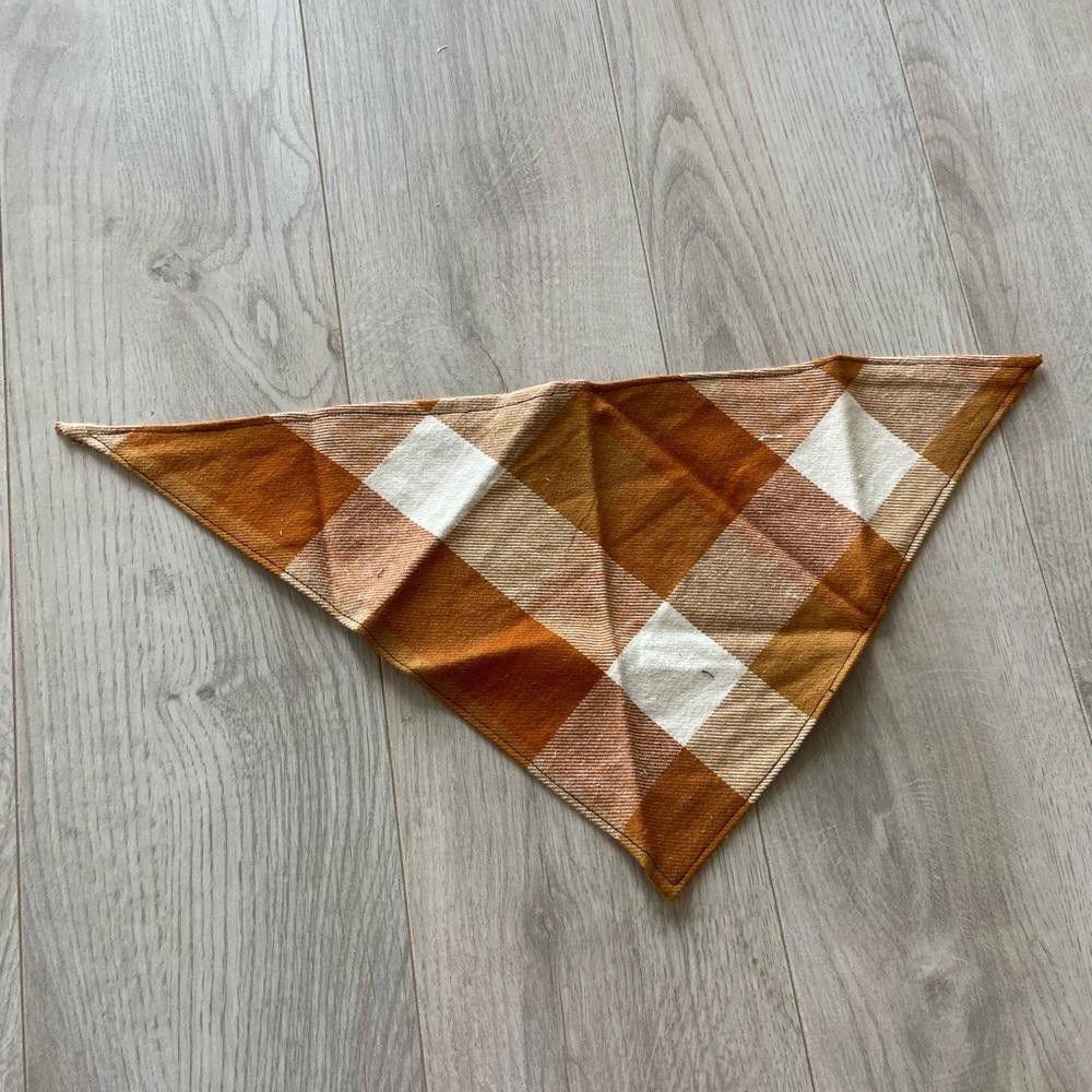 Designer Orange Plaid Dog Bandana Size ONE SIZE - 1 Thumbnail