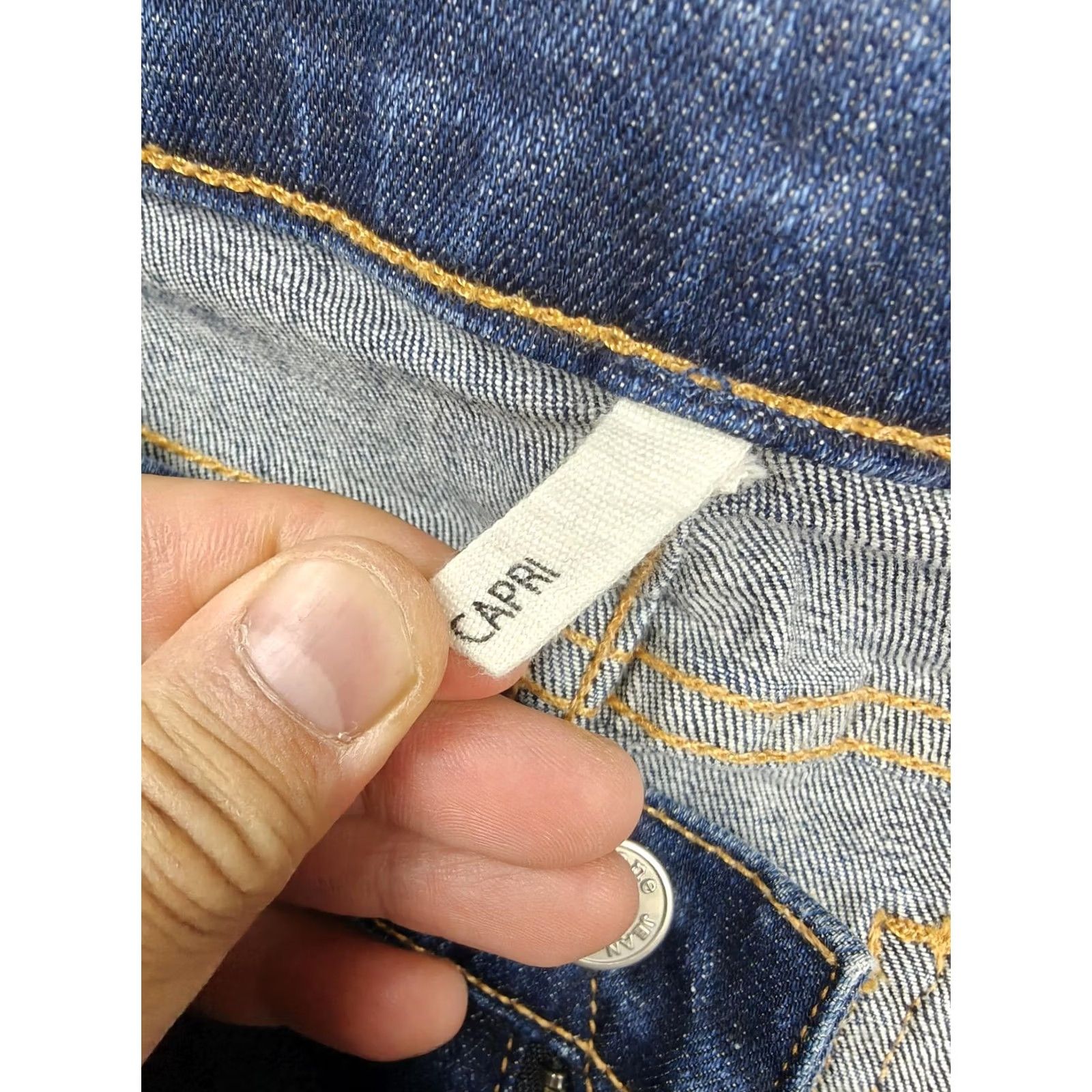 Rag & Bone Rag & Bone/JEAN Capri Jeans Womens 31 Blue Dark Wash Distressed Stretch Made USA Size 24" / US 00 / IT 34 - 4 Thumbnail