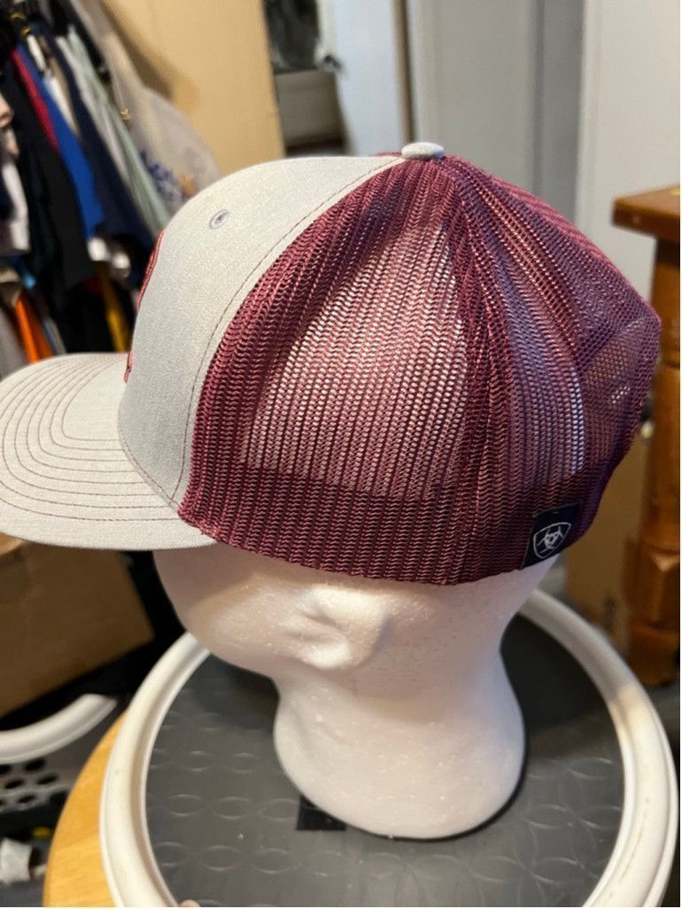 Ariat Men's Ariat Richardson One Size Grey Maroon Trucker Hat Size ONE SIZE - 2 Thumbnail