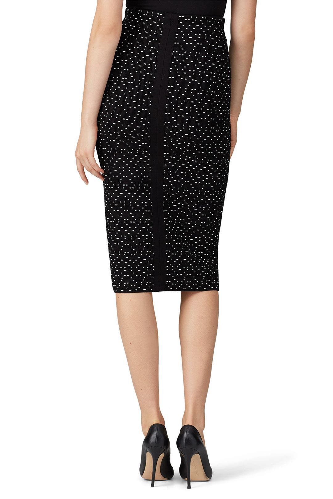 Armani Emporio Armani Pencil Skirt Black White Pattern Stretch Midi Size 28" / US 6 / IT 42 - 5 Thumbnail