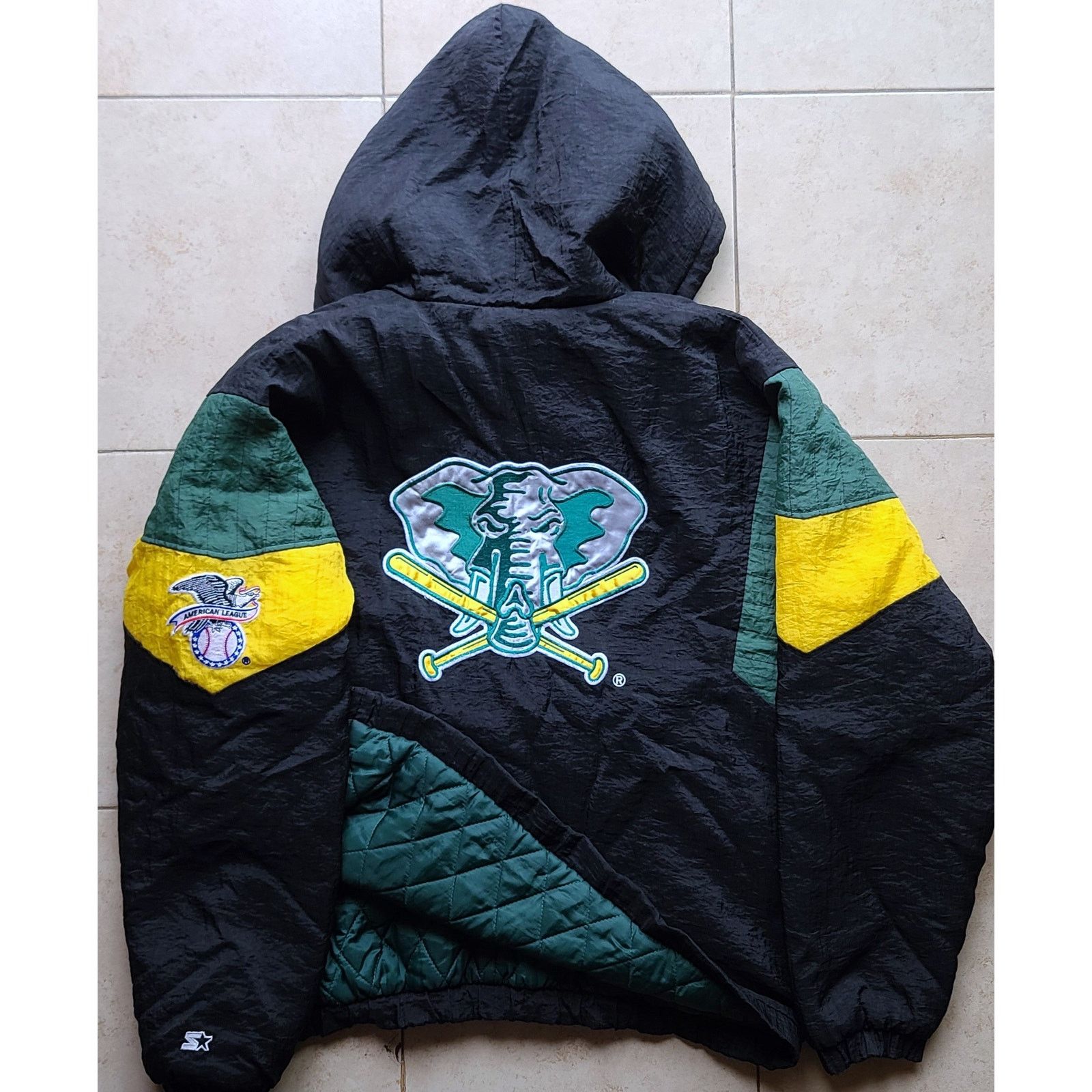 MLB × Starter Oakland A's 90s STARTER puffer 1/2 pullover L blk MLB vtg Size US L / EU 52-54 / 3 - 4 Thumbnail