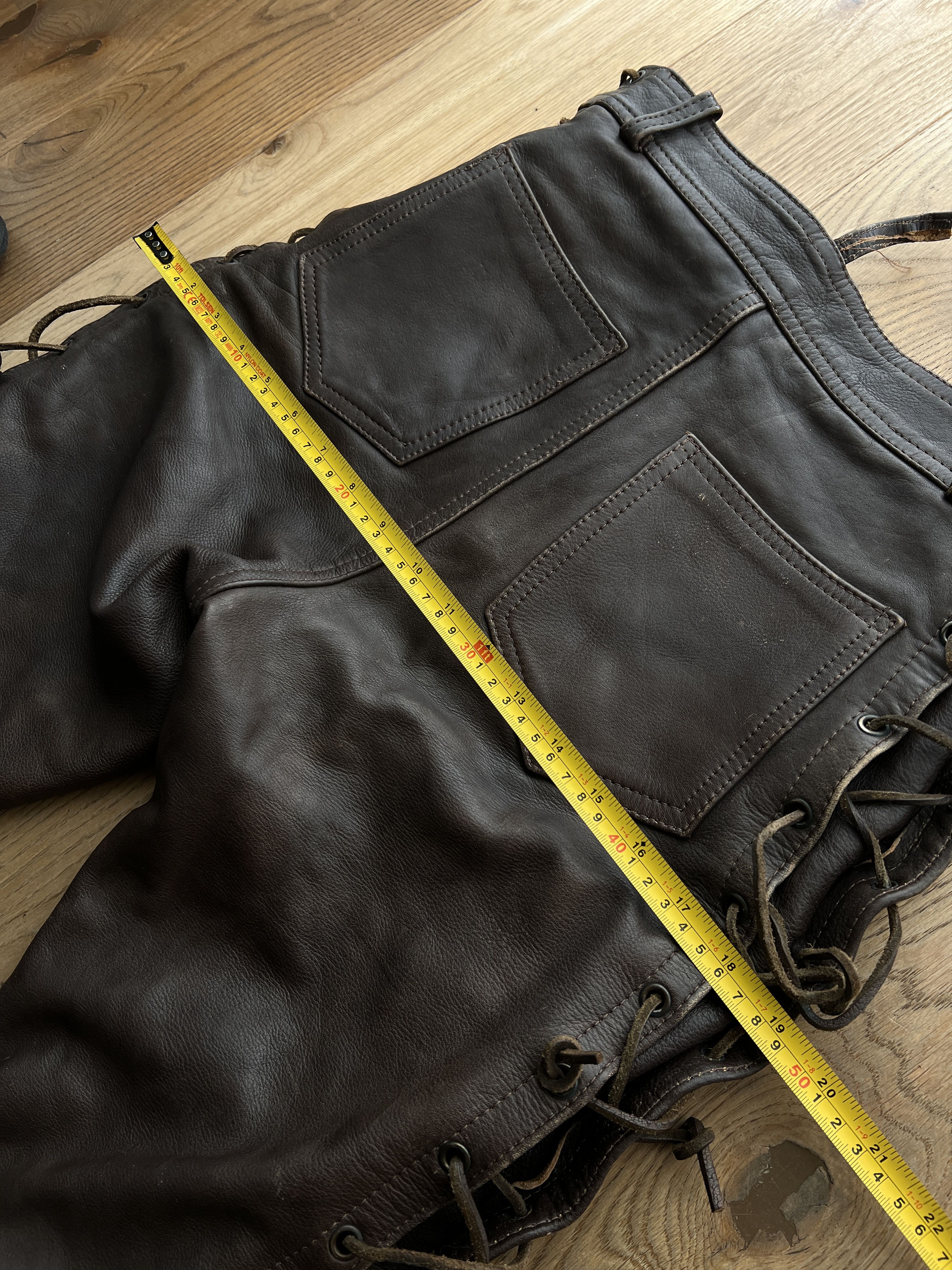 Genuine Leather Crazy! Cowboy core lace up leather pants opium avant garde S Size US 29 - 11 Thumbnail