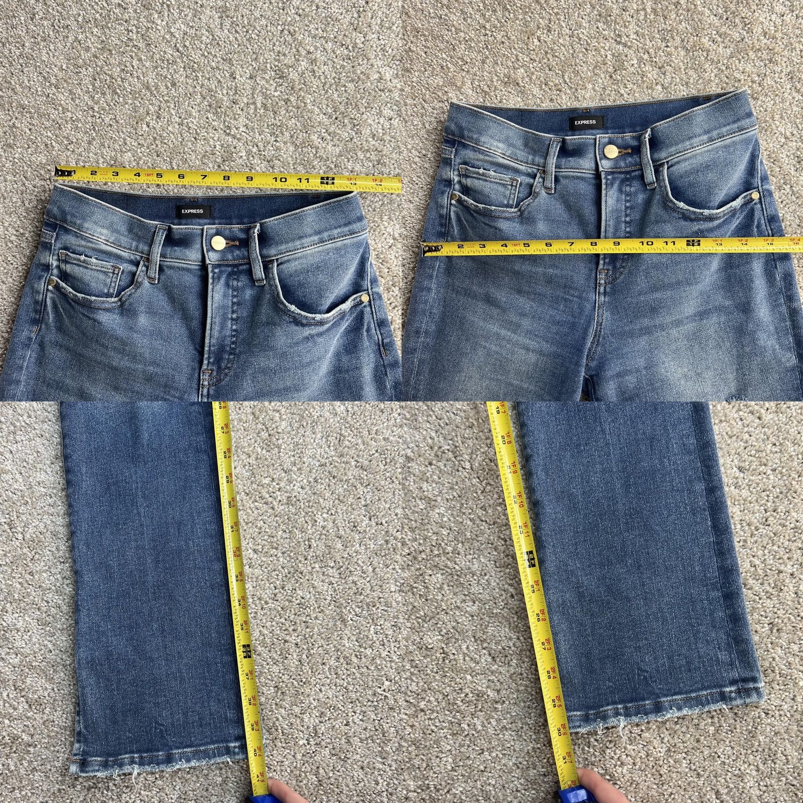 Express Express Skyscraper Bootcut Jeans Womens 6R Medium Wash Mid Rise Distressed Denim Size 28" / US 6 / IT 42 - 8 Thumbnail