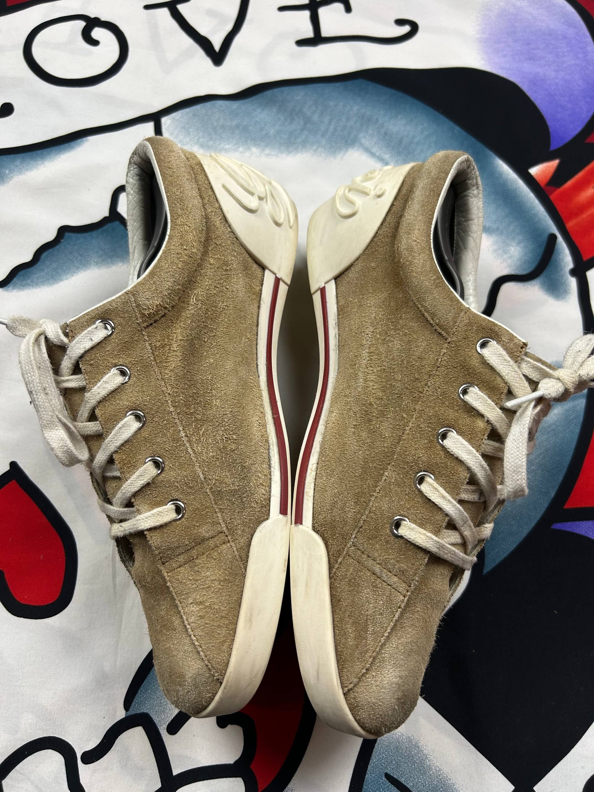 Gucci Gucci Luxury LeatherSuede Trainer with Script Logo Sneaker Size US 10 / EU 43 - 3 Thumbnail